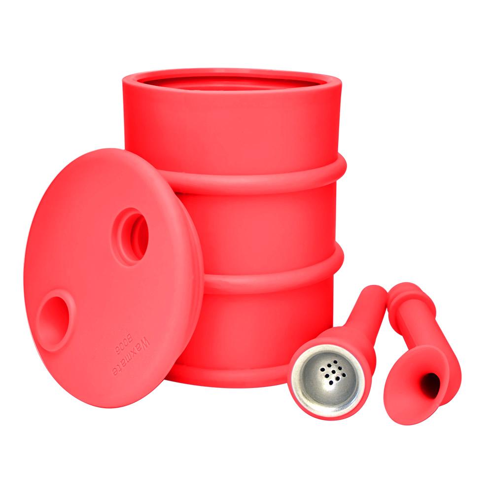 Unbreakable | Oil Can Silicone Water Pipe | 8.5in Tall - Metal Bowl - Red - 6