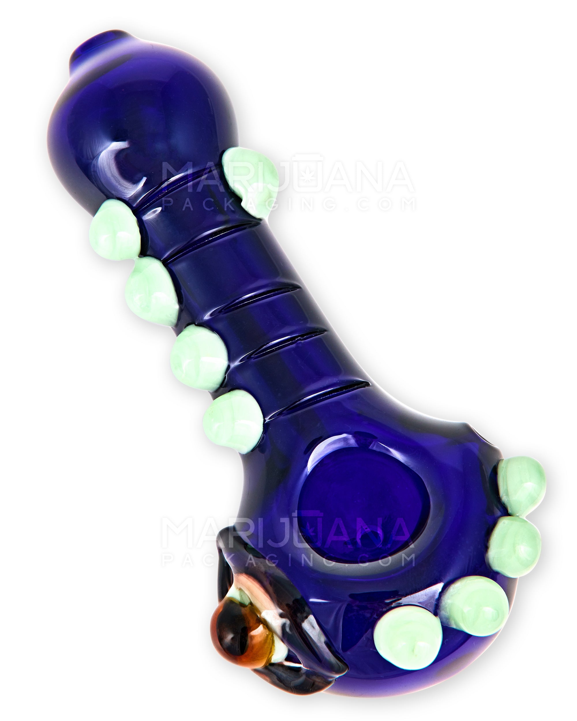 Eyed Spoon Hand Pipe w/ Multi Knockers | 5in Long - Glass - Blue - 1