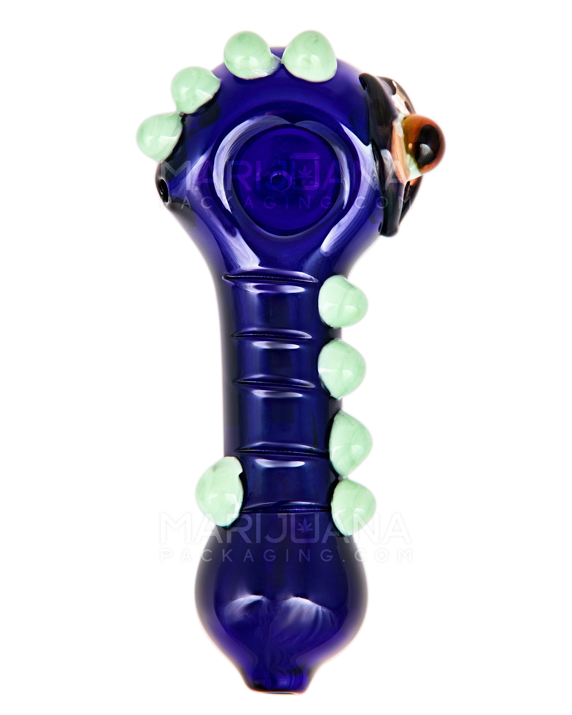 Eyed Spoon Hand Pipe w/ Multi Knockers | 5in Long - Glass - Blue - 2
