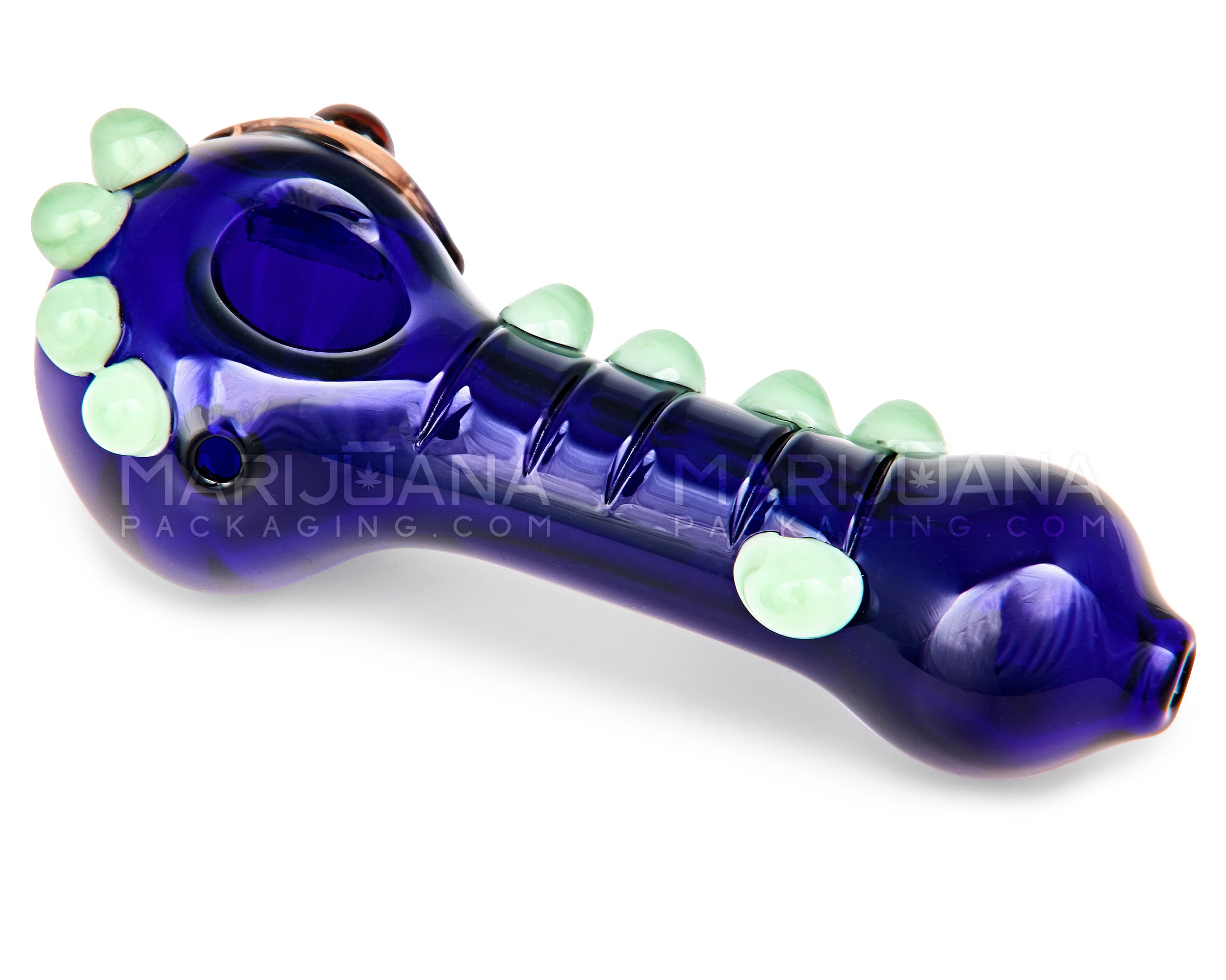 Eyed Spoon Hand Pipe w/ Multi Knockers | 5in Long - Glass - Blue - 4