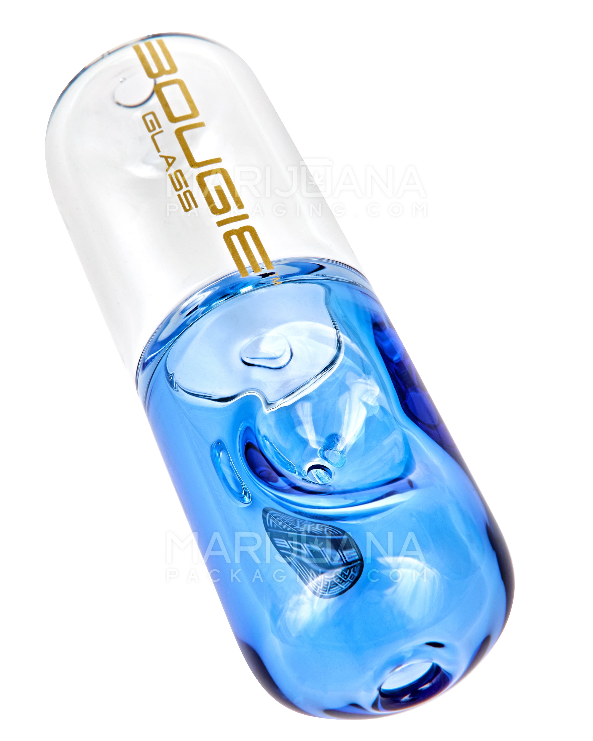 BOUGIE | Pill Steamroller Hand Pipe | 4.5in Long - Glass - Blue - 1