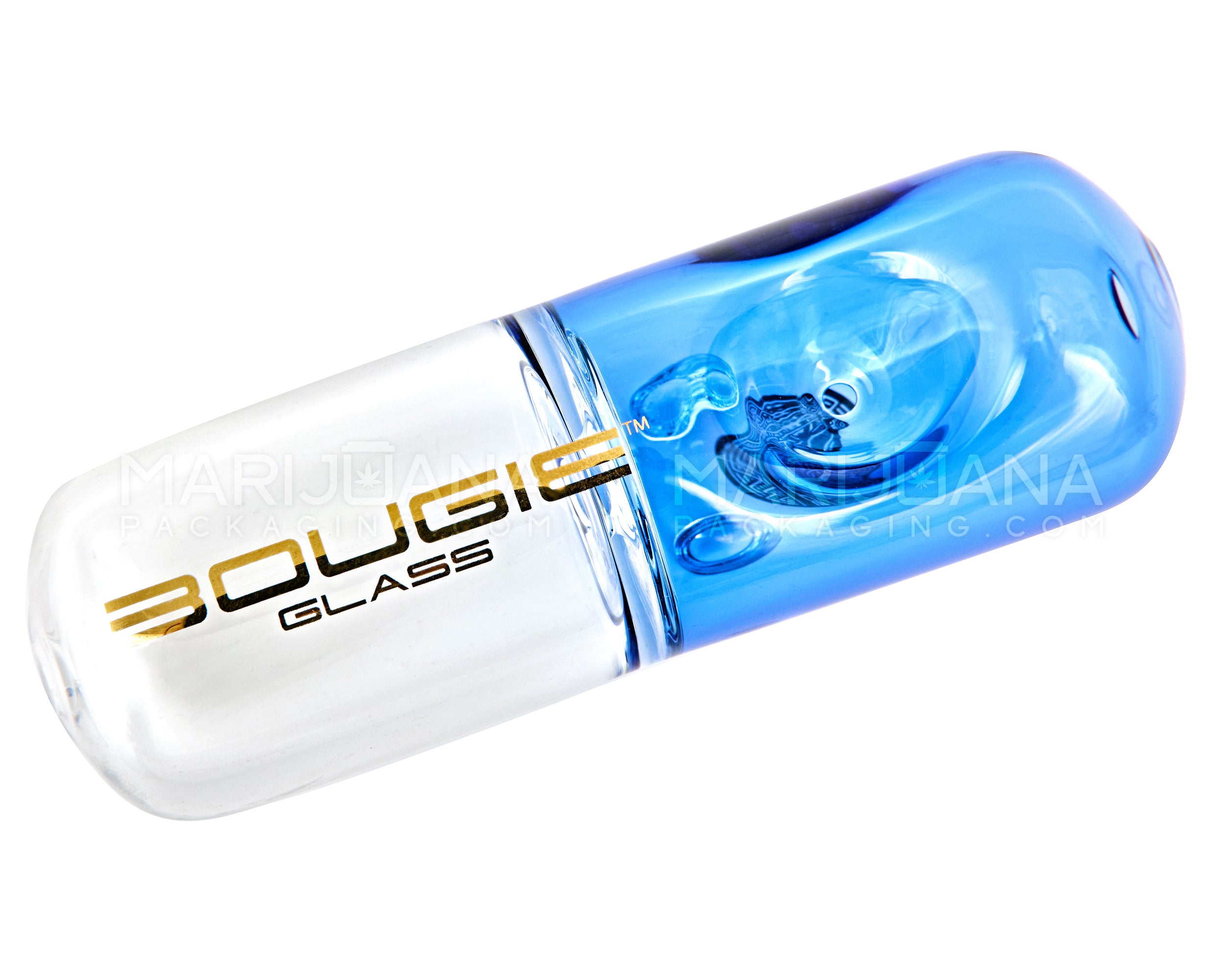 BOUGIE | Pill Steamroller Hand Pipe | 4.5in Long - Glass - Blue - 6