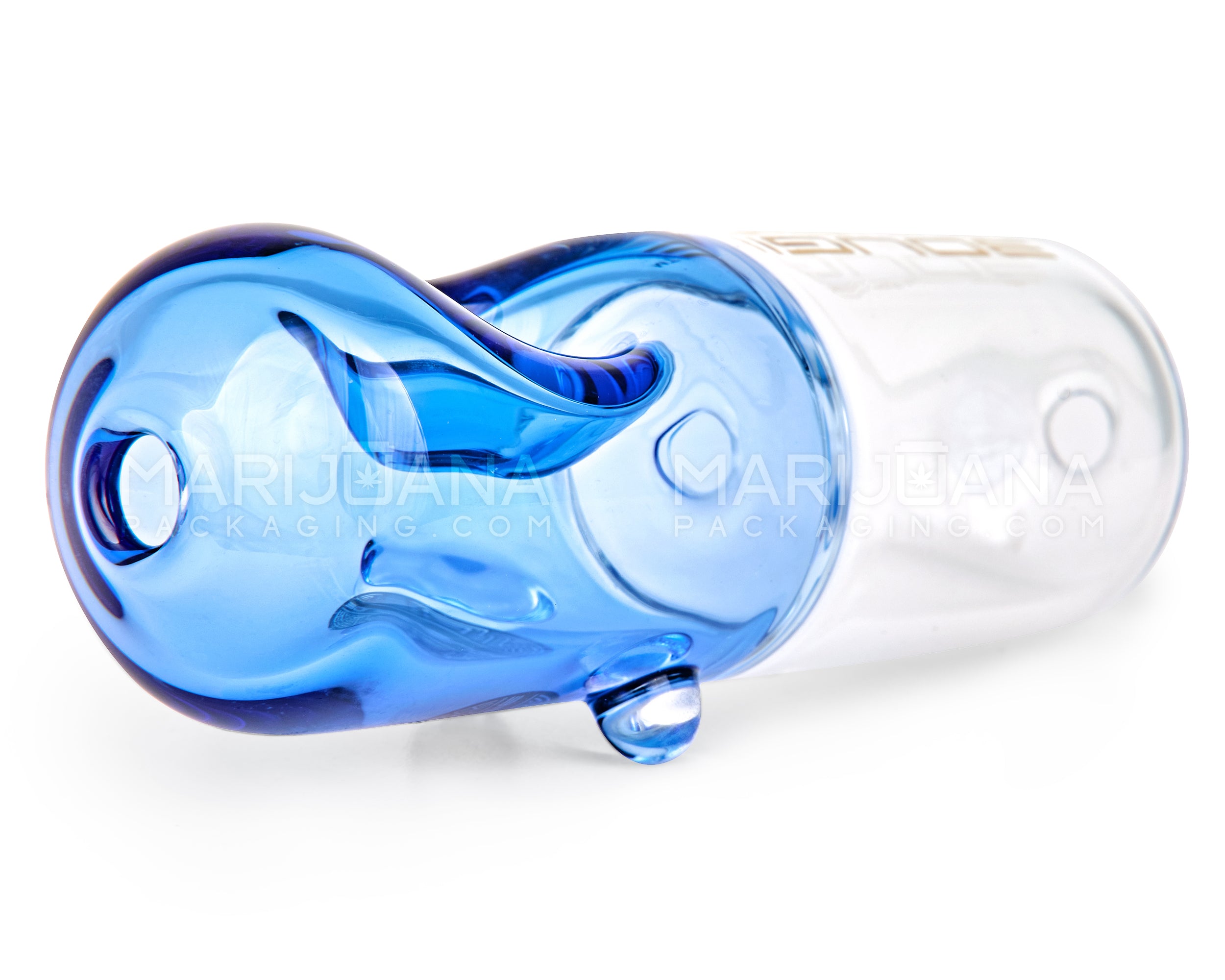 BOUGIE | Pill Steamroller Hand Pipe | 4.5in Long - Glass - Blue - 5