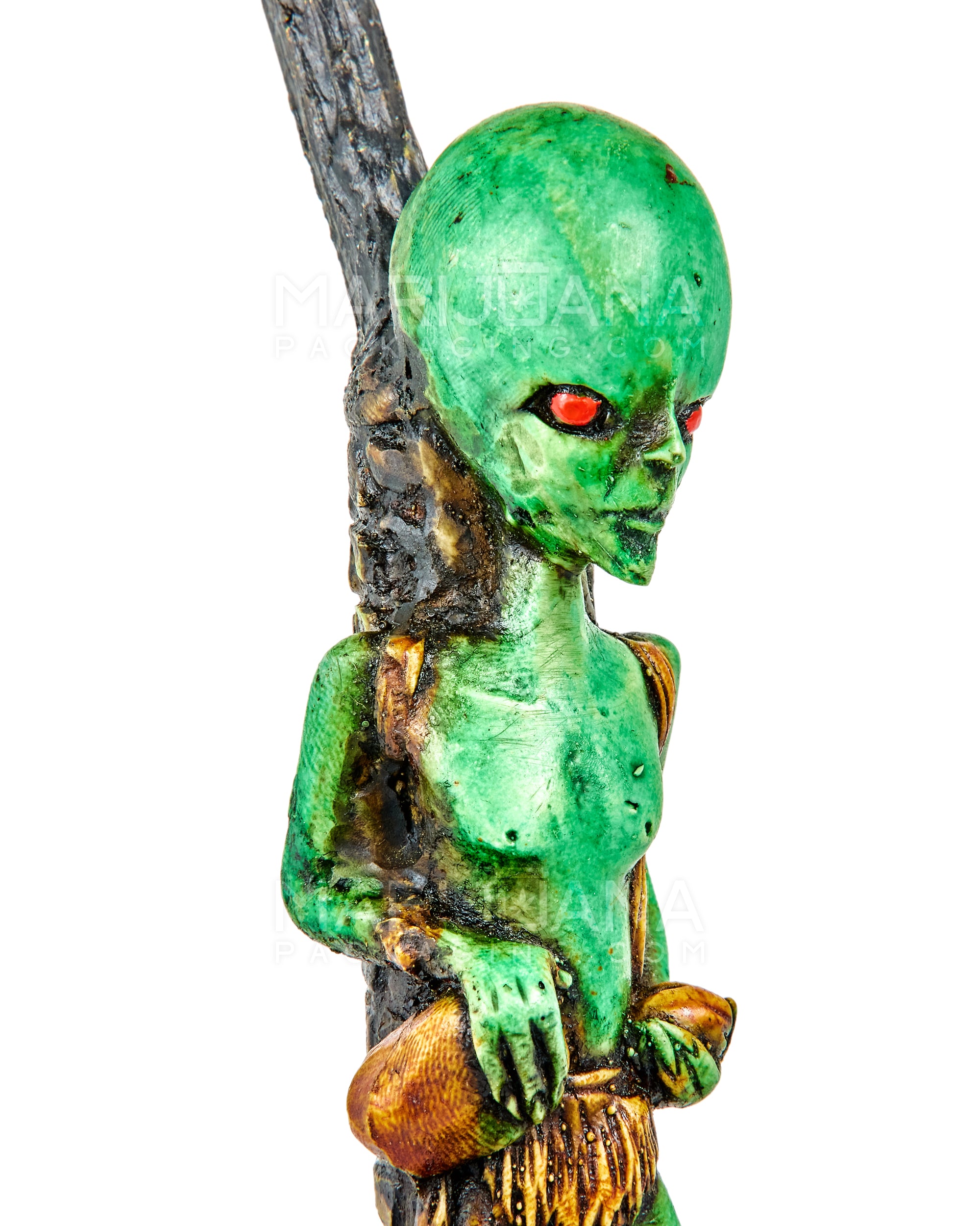 Alien Body Wood Pipe | 6in Tall - Wood Bowl - Green - 5
