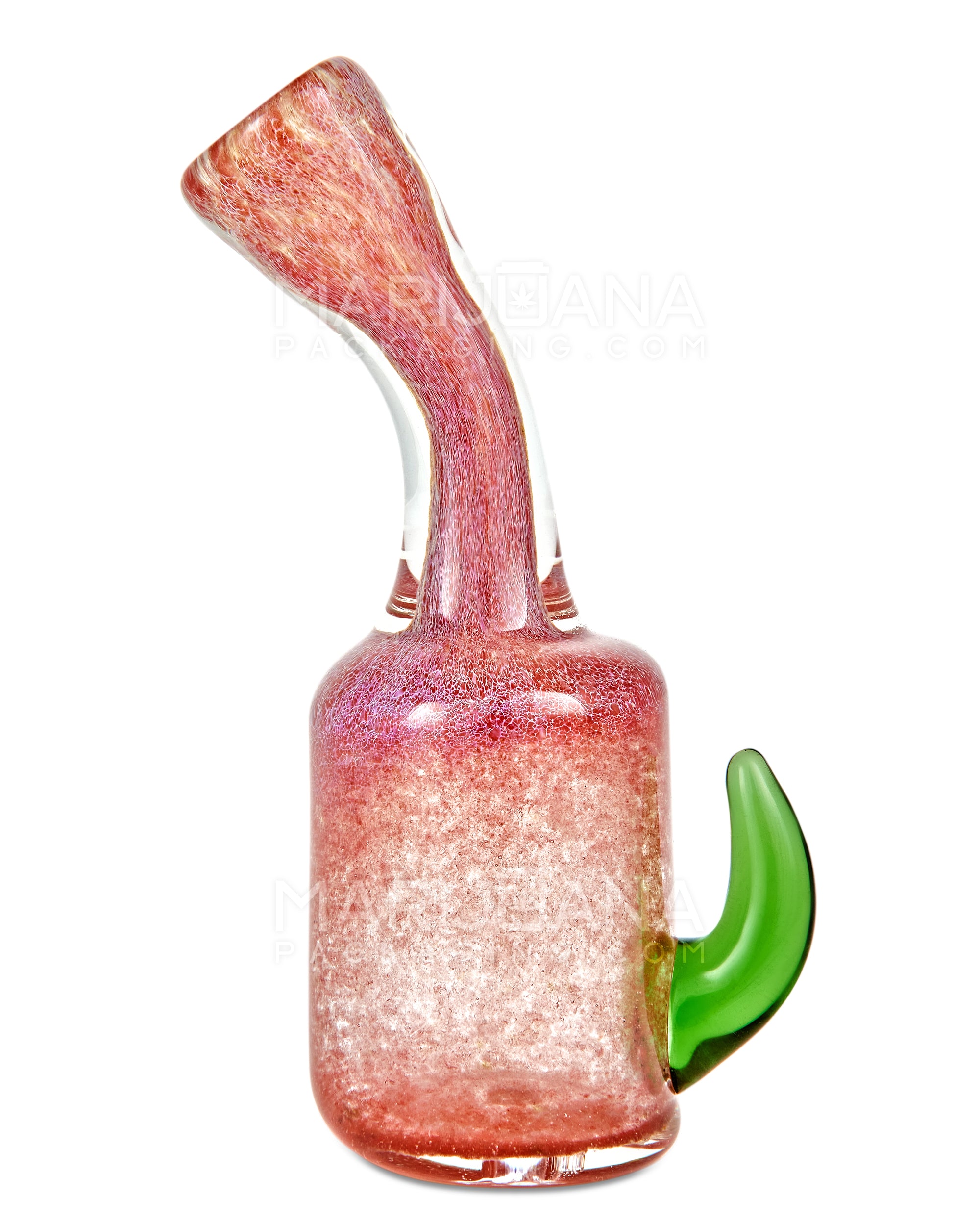 Frit Bulged Chillum Hand Pipe w/ Hook Knocker | 3in Long - Glass - Assorted - 6
