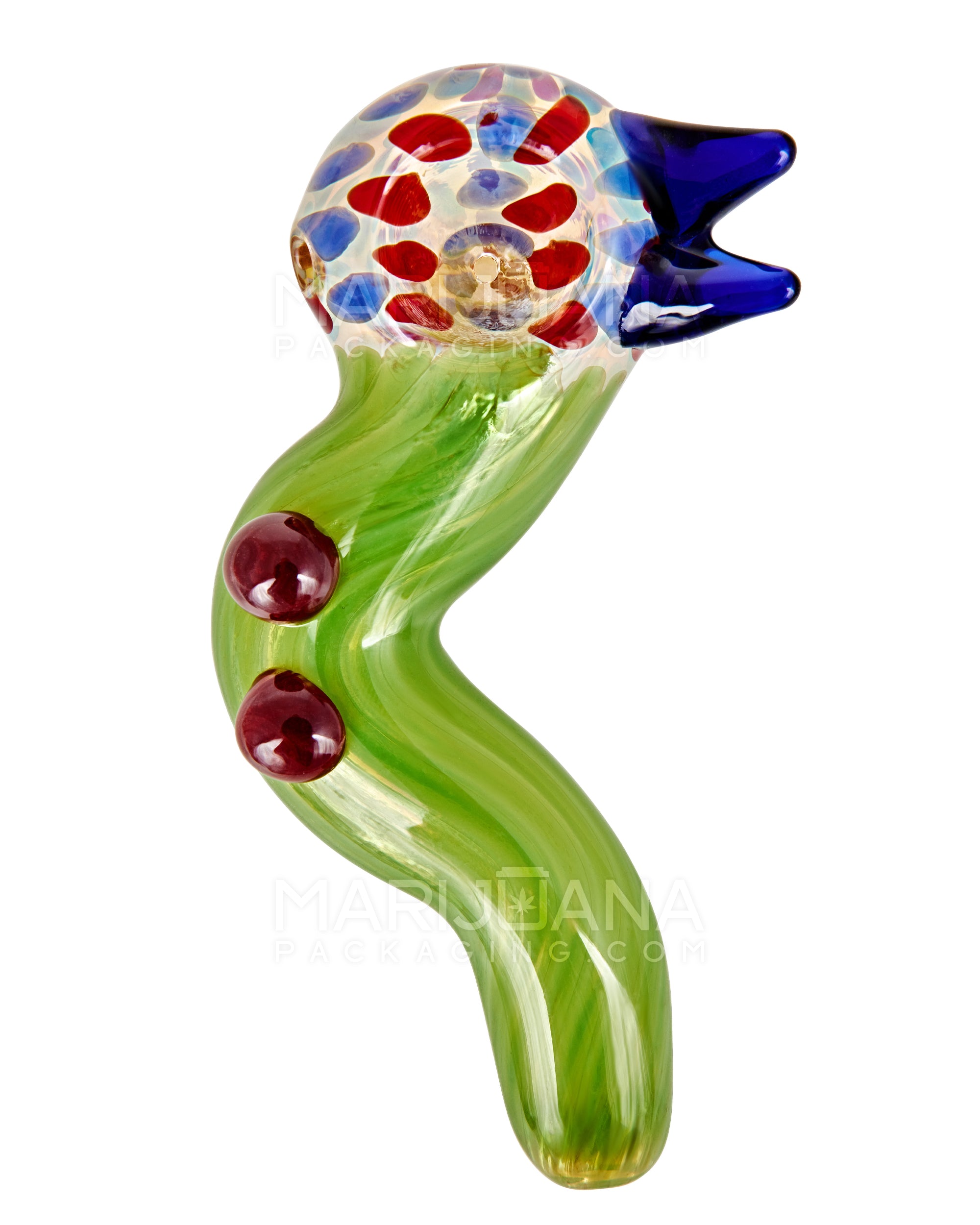 Color Pull & Speckled Bent Spoon Hand Pipe w/ Multi Knockers | 5.5in Long - Glass - Mixed - 2