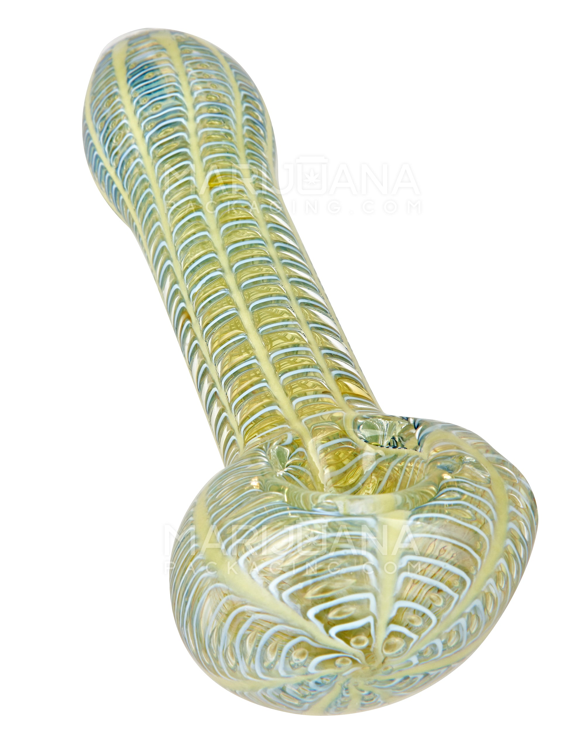 Raked Spoon Hand Pipe w/ Bubble Trap | 4.5in Long - Thick Glass - Assorted - 9