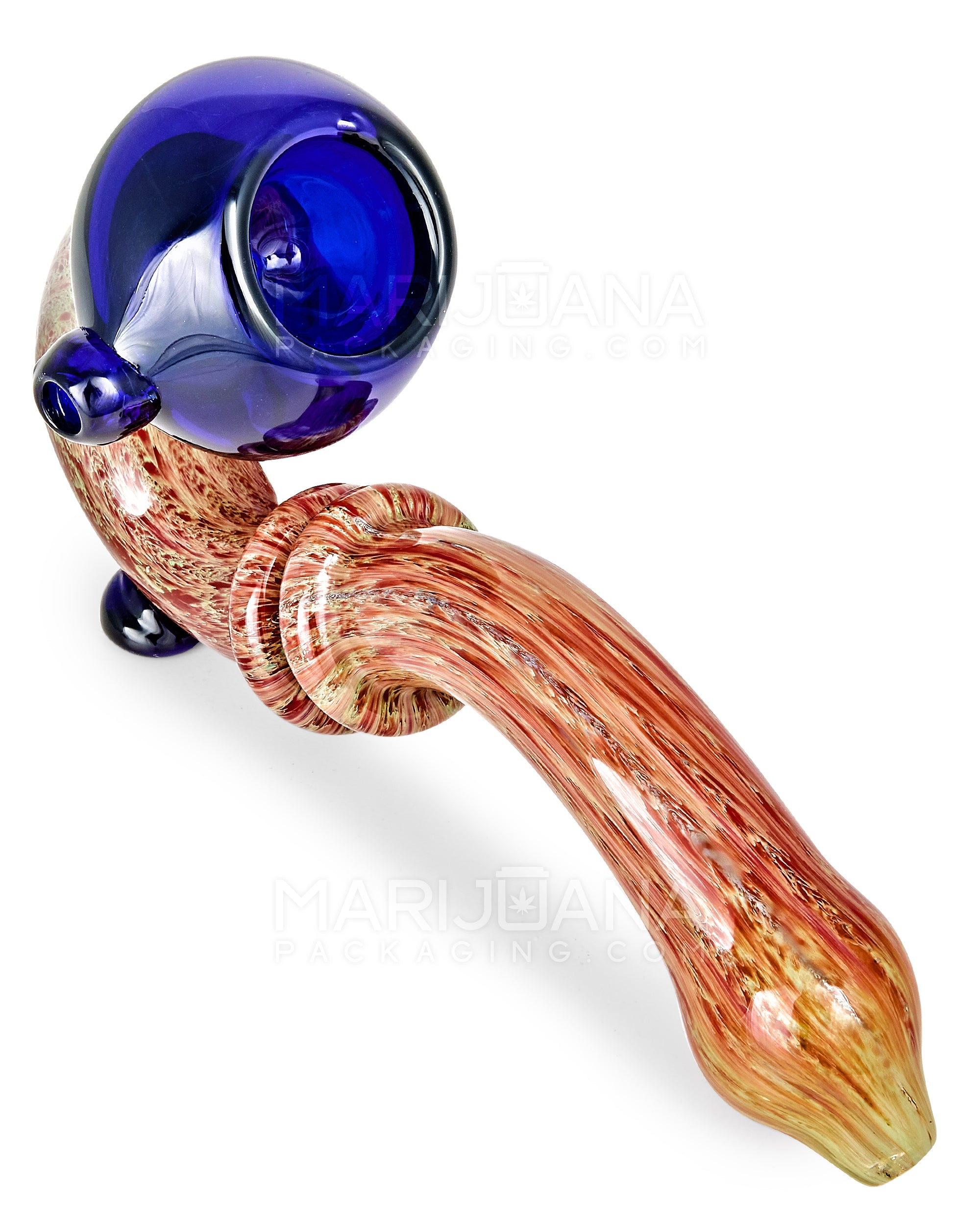 Color Pull Ringed Sherlock Hand Pipe w/ Glass Button | 6.5in Long - Glass - Assorted - 2