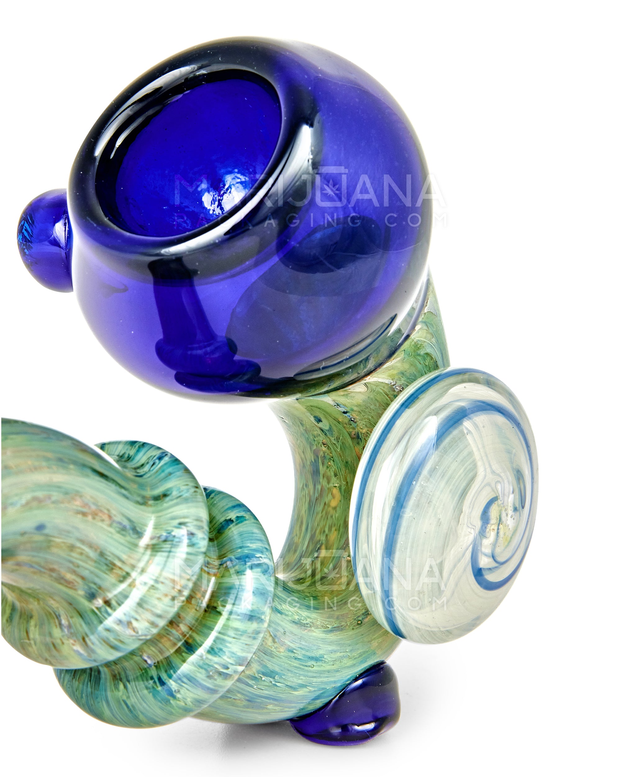 Color Pull Ringed Sherlock Hand Pipe w/ Glass Button | 6.5in Long - Glass - Assorted - 5
