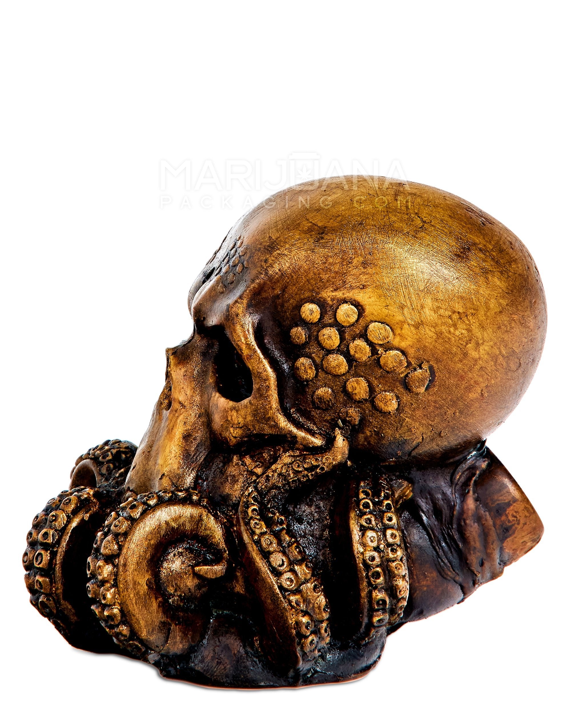 Kraken Skull Wood Pipe | 6in Tall - Wood Bowl - Brown - 5