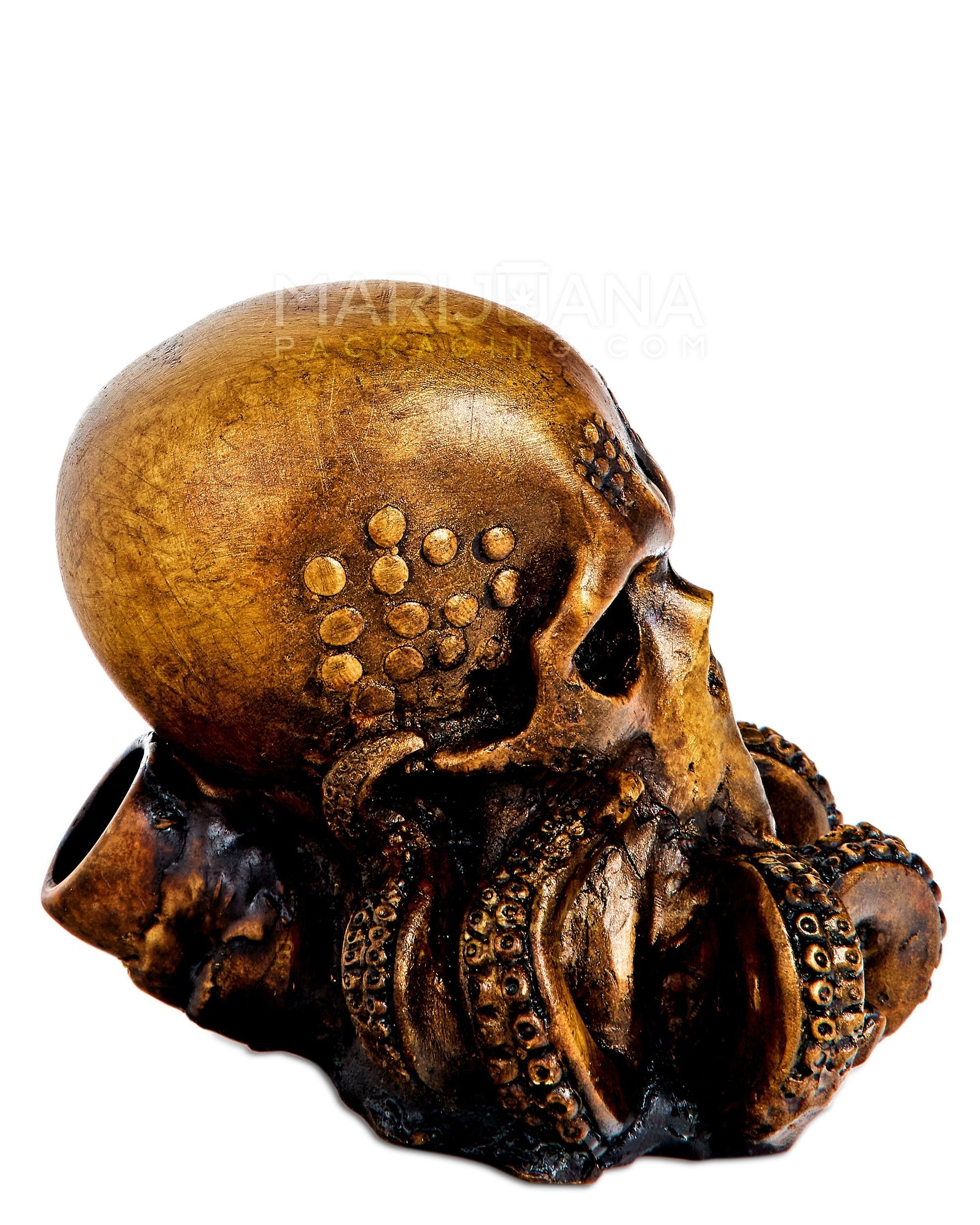 Kraken Skull Wood Pipe | 6in Tall - Wood Bowl - Brown - 4