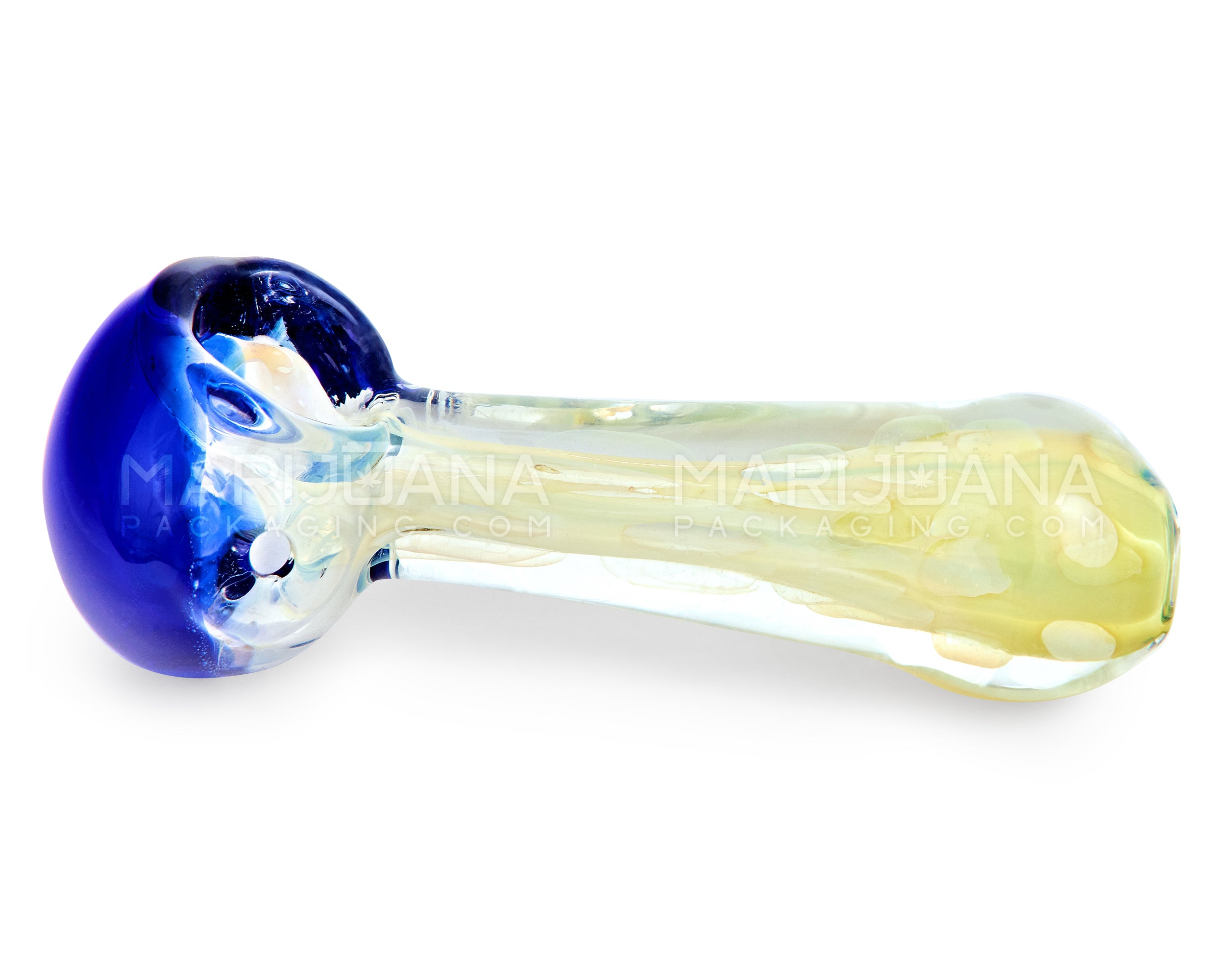 Multi Fumed Spoon Hand Pipe | 4in Long - Glass - Blue - 4