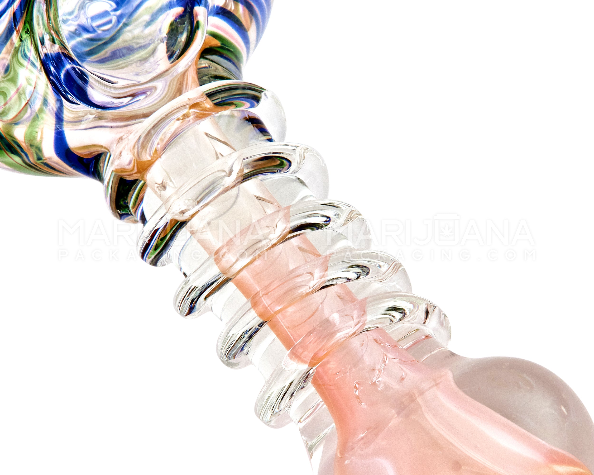 Swirl & Multi Fumed Ribbed Spoon Hand Pipe w/ Knocker | 4.5in Long - Thick Glass - Assorted - 3