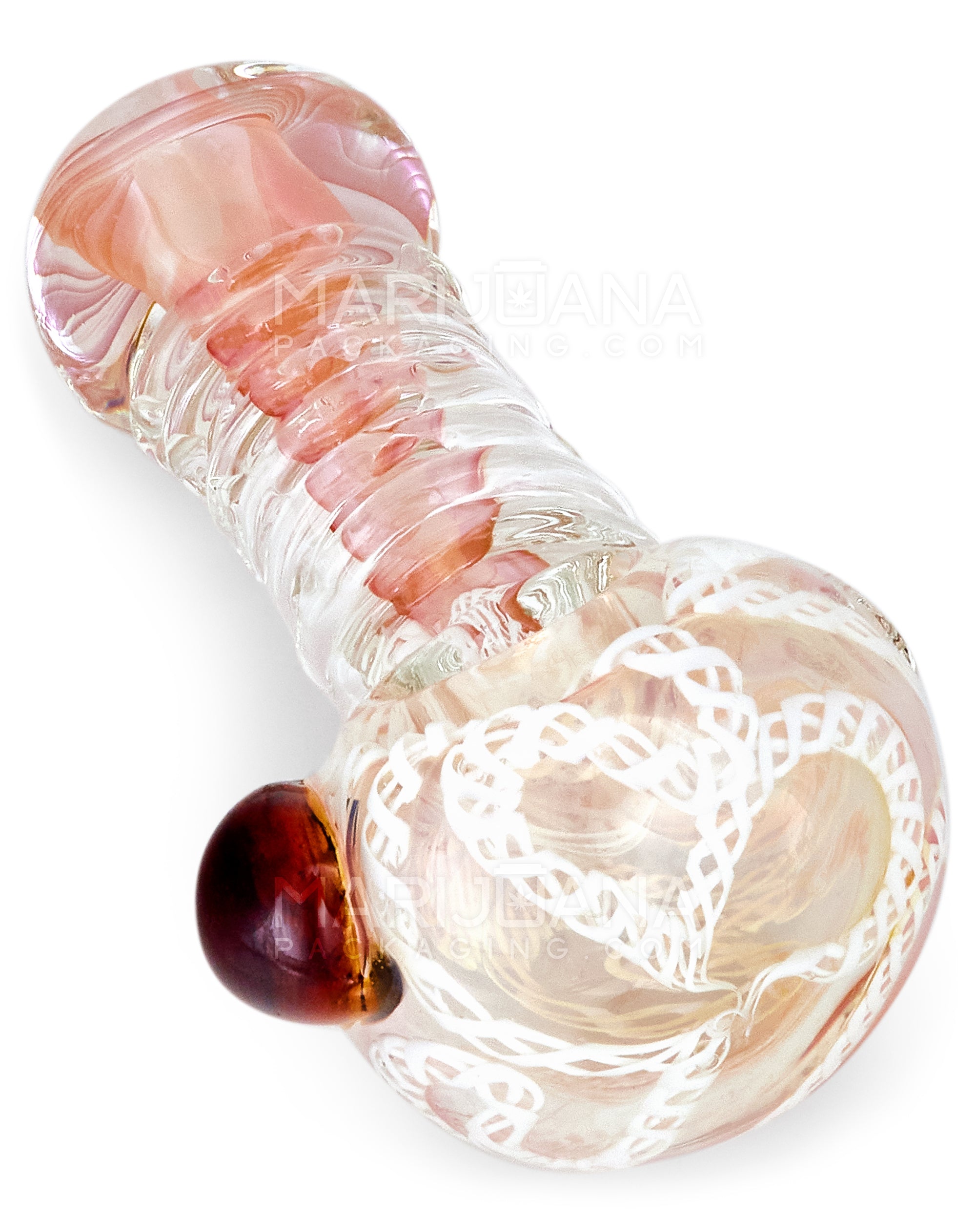Swirl & Multi Fumed Ribbed Spoon Hand Pipe w/ Knocker | 4.5in Long - Thick Glass - Assorted - 8