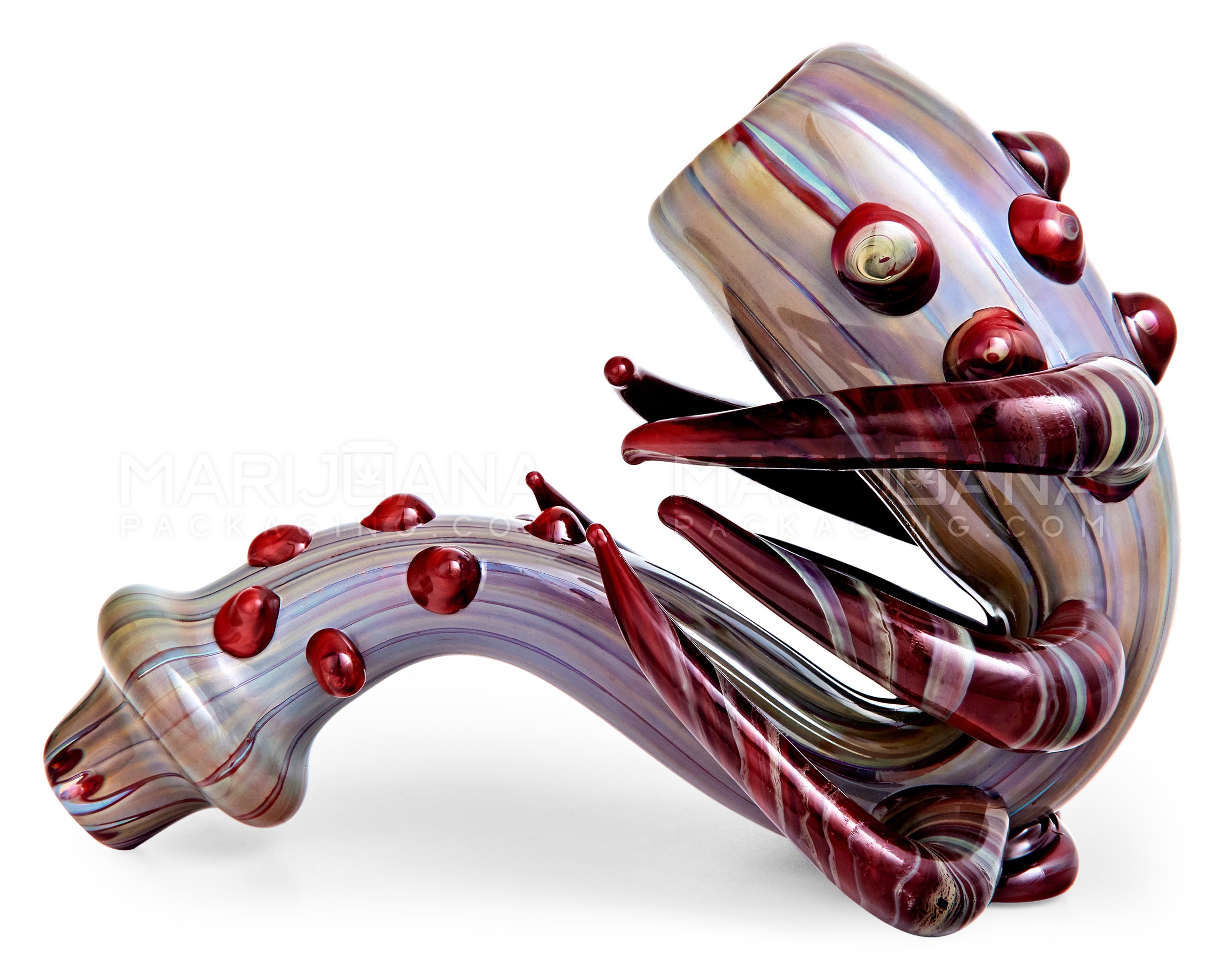 Heady | Color Pull Horned Sherlock Hand Pipe w/ Multi Knockers | 4.5in Long - Glass - Mixed - 6