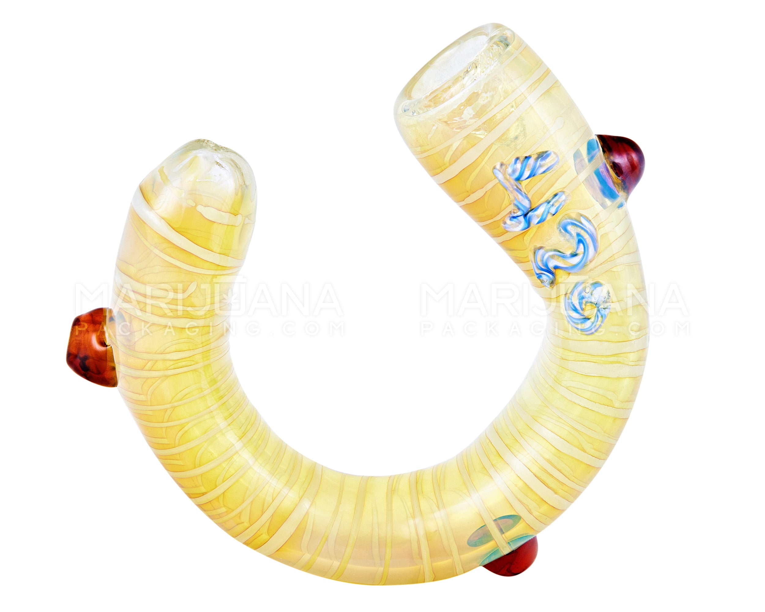 Spiral & Gold Fumed Bracelet Hand Pipe | 4in Long - Glass - Assorted - 3