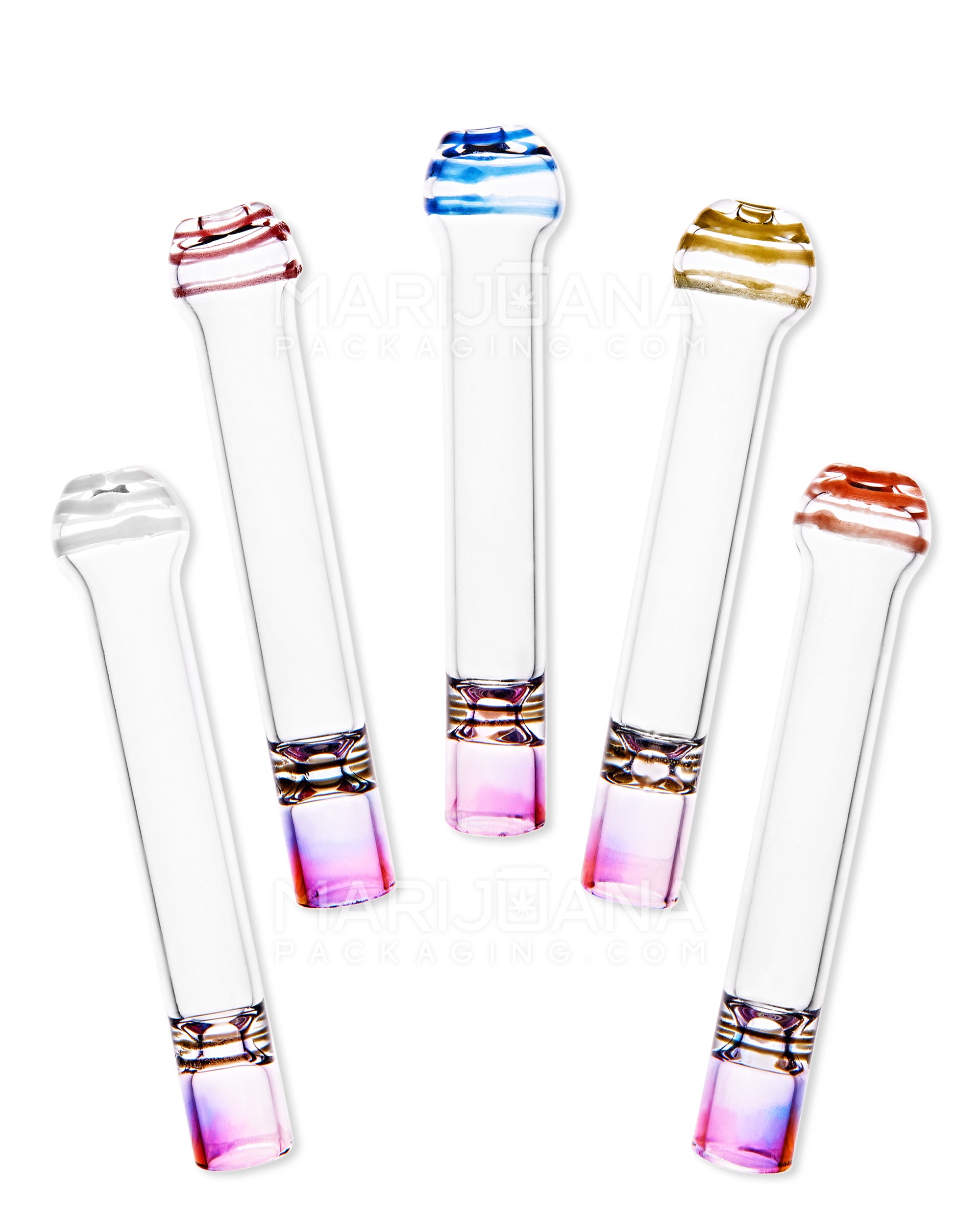 Assorted Striped & Fumed Chillum Hand Pipe | 3in Long - Glass - 7 Count - 1