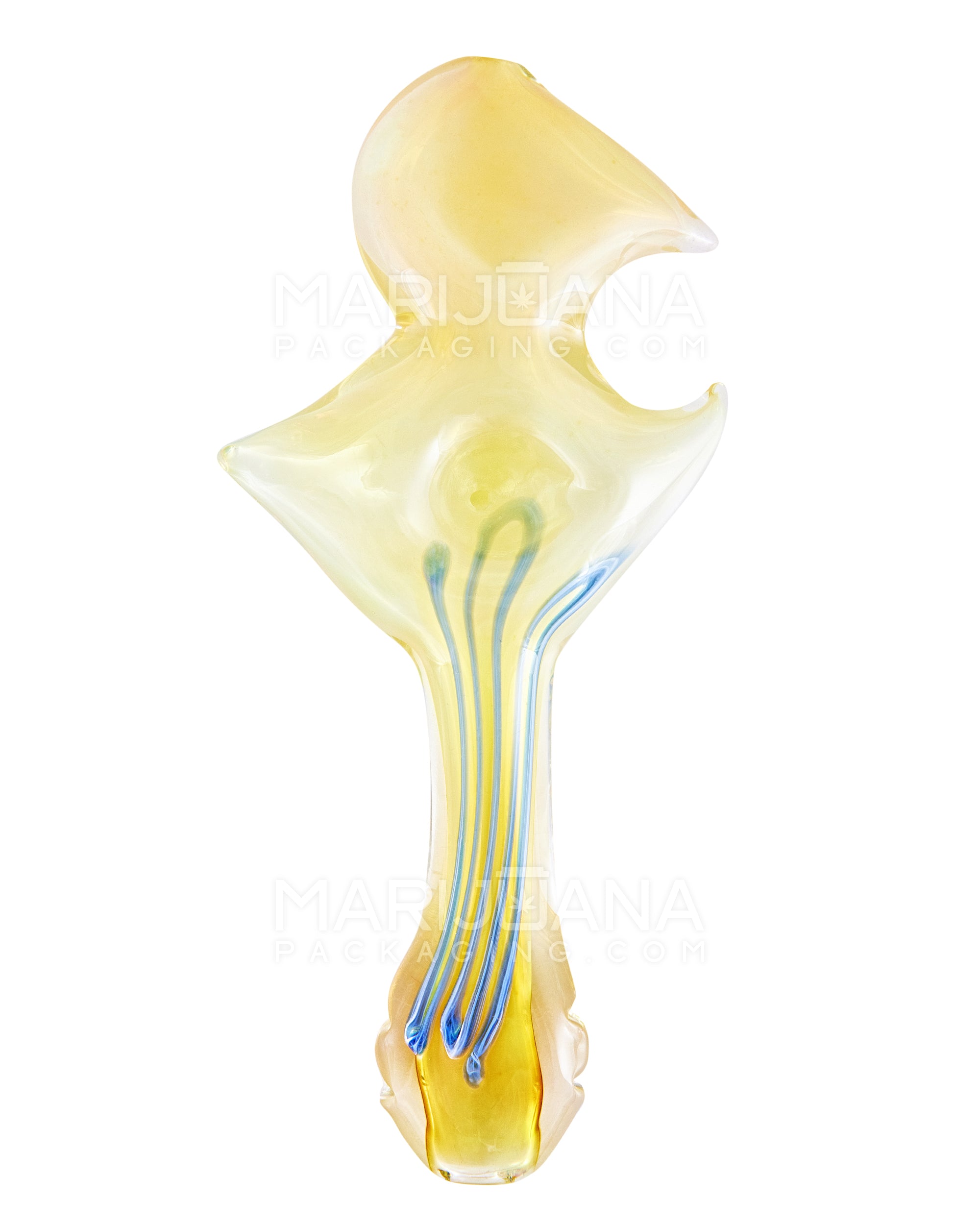 Swirl & Gold Fumed Crescent Moon Hand Pipe | 6.5in Long - Glass - Assorted - 3