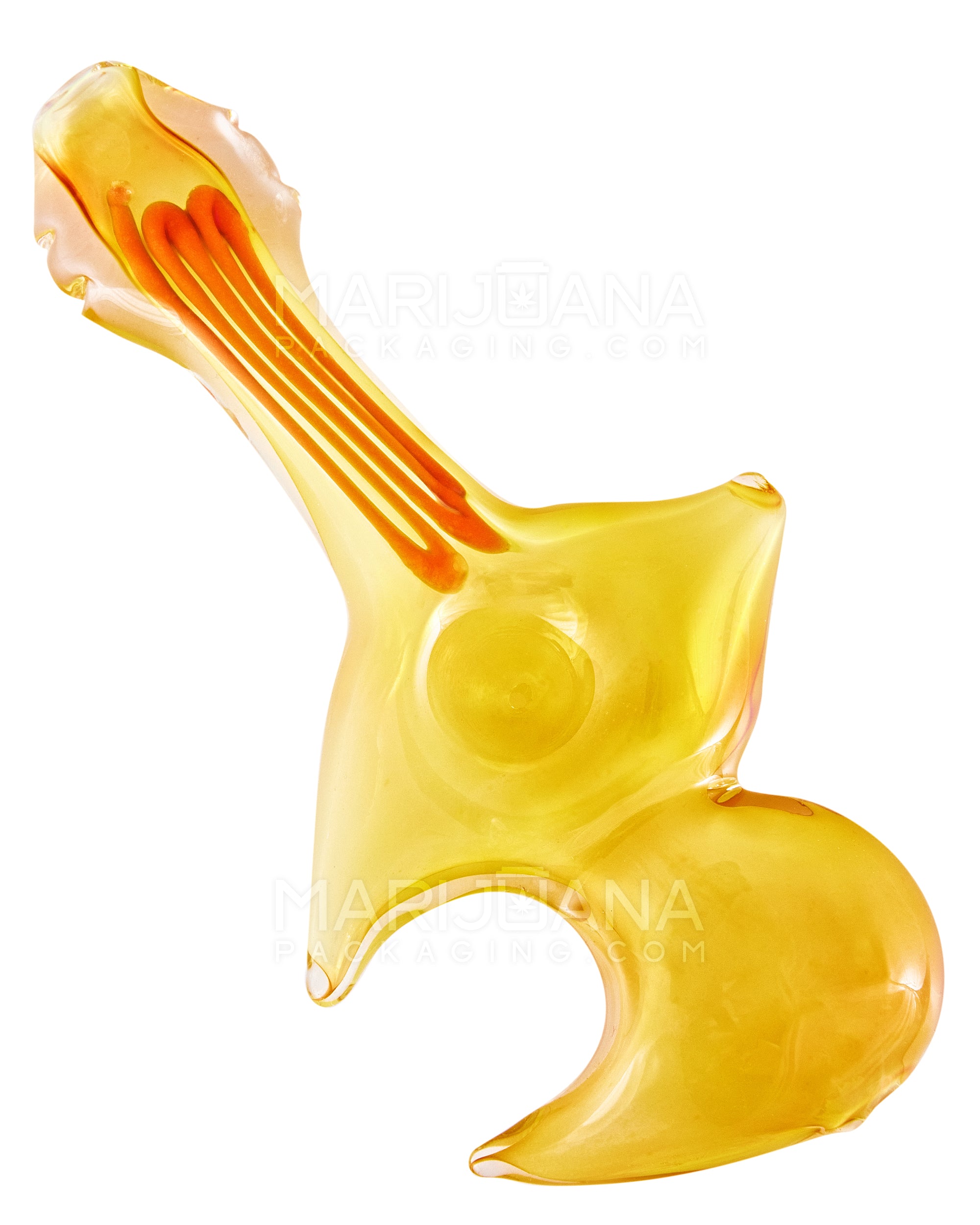 Swirl & Gold Fumed Crescent Moon Hand Pipe | 6.5in Long - Glass - Assorted - 1