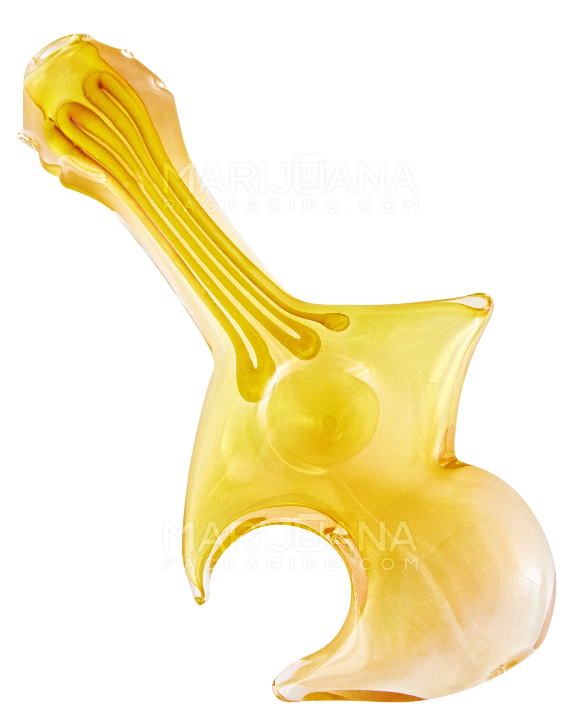 Swirl & Gold Fumed Crescent Moon Hand Pipe | 6.5in Long - Glass - Assorted - 7