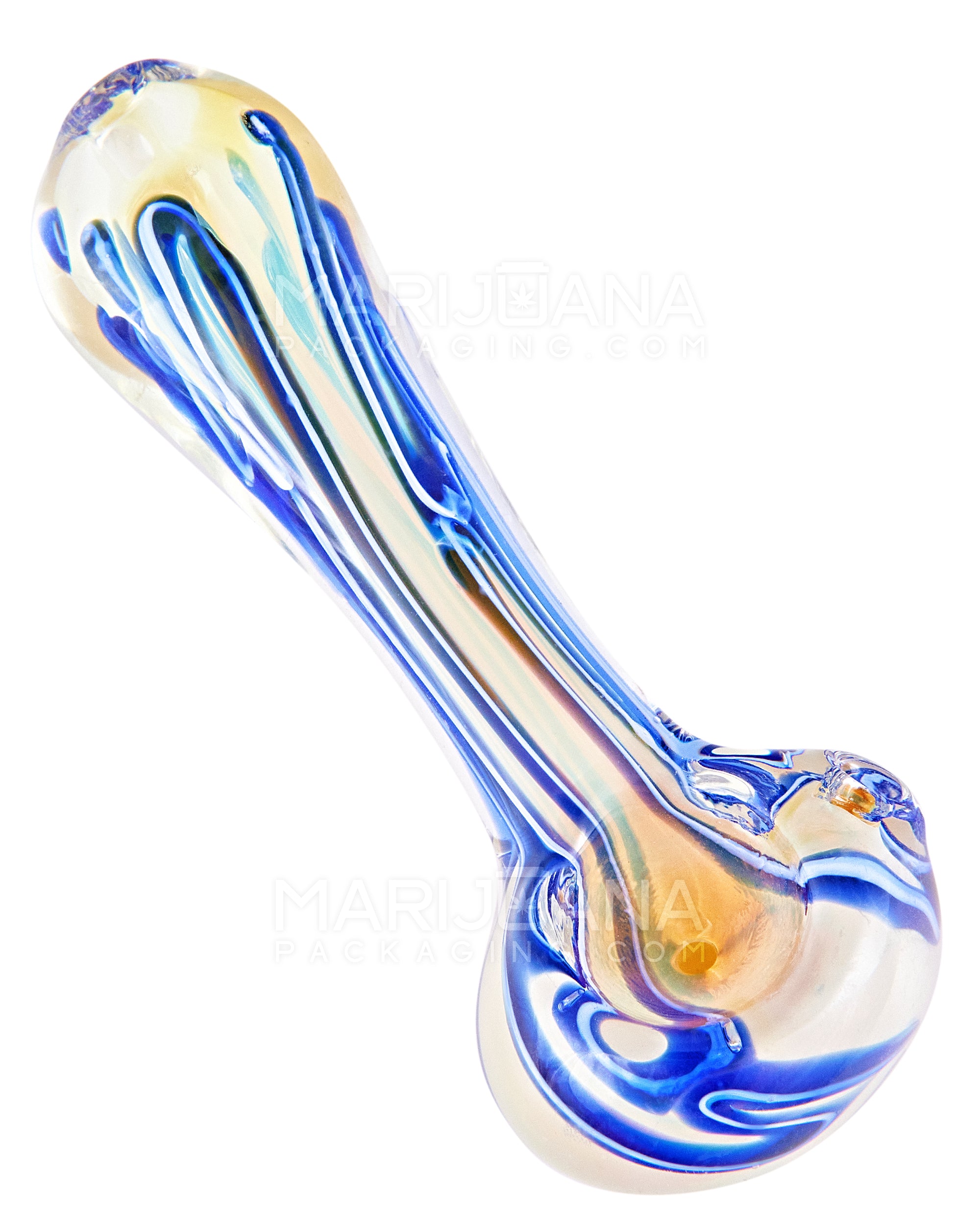 Swirl & Gold Fumed Spoon Hand Pipe | 3.5in Long - Glass - Assorted - 1