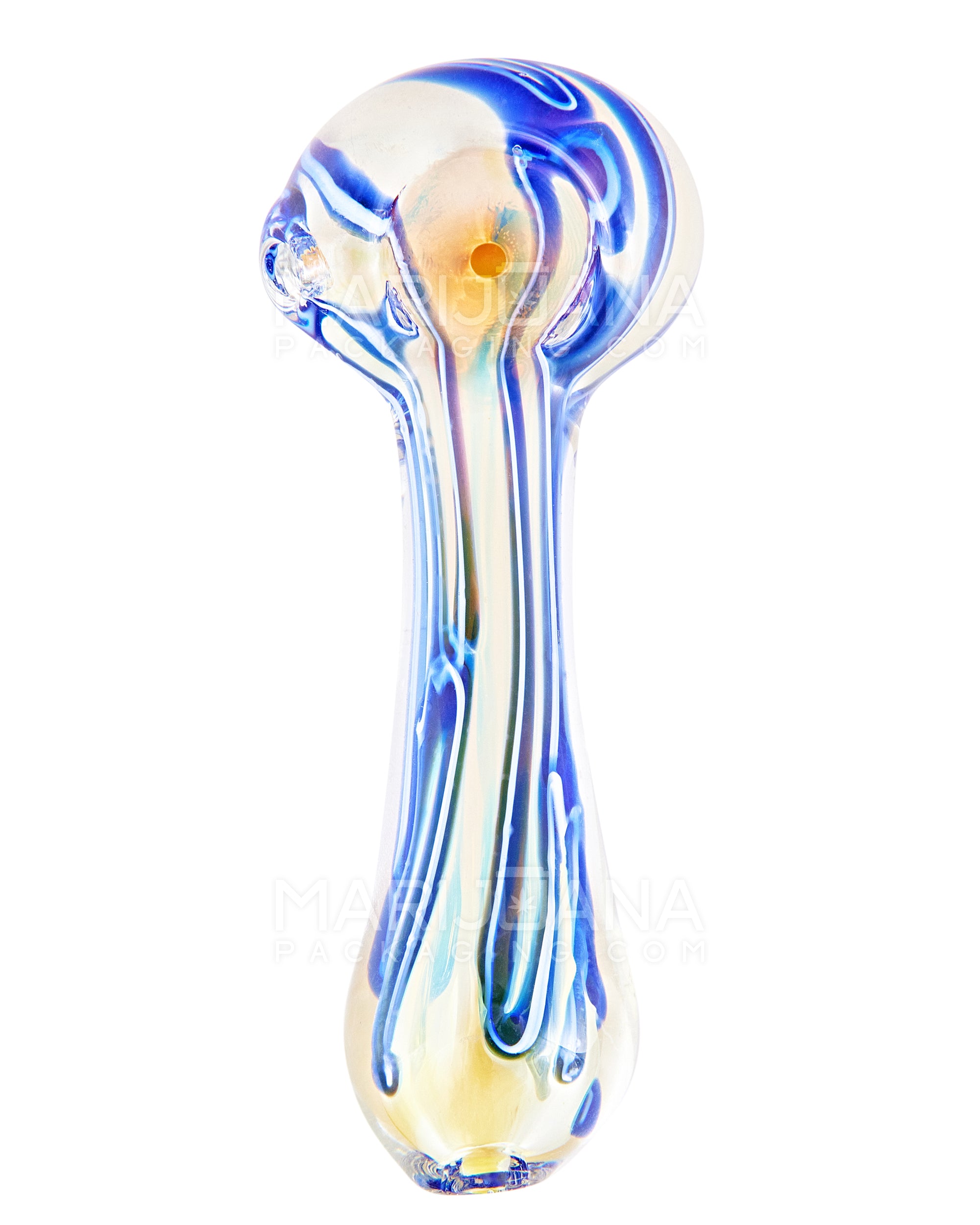 Swirl & Gold Fumed Spoon Hand Pipe | 3.5in Long - Glass - Assorted - 2