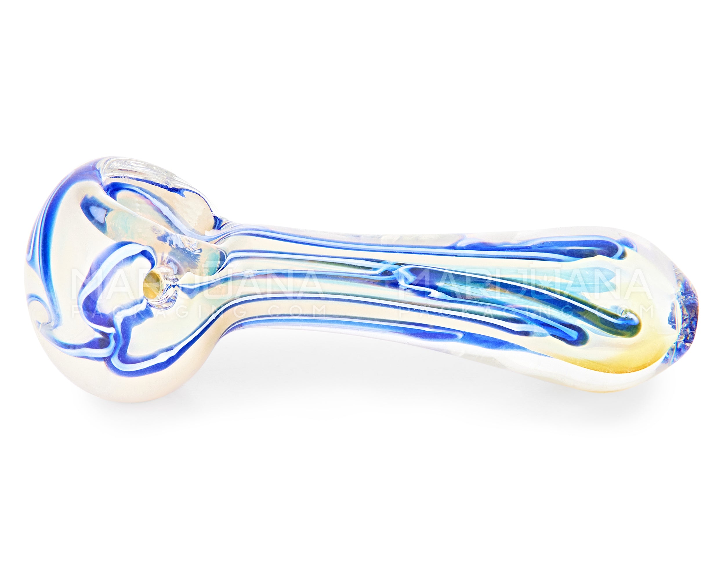 Swirl & Gold Fumed Spoon Hand Pipe | 3.5in Long - Glass - Assorted - 5