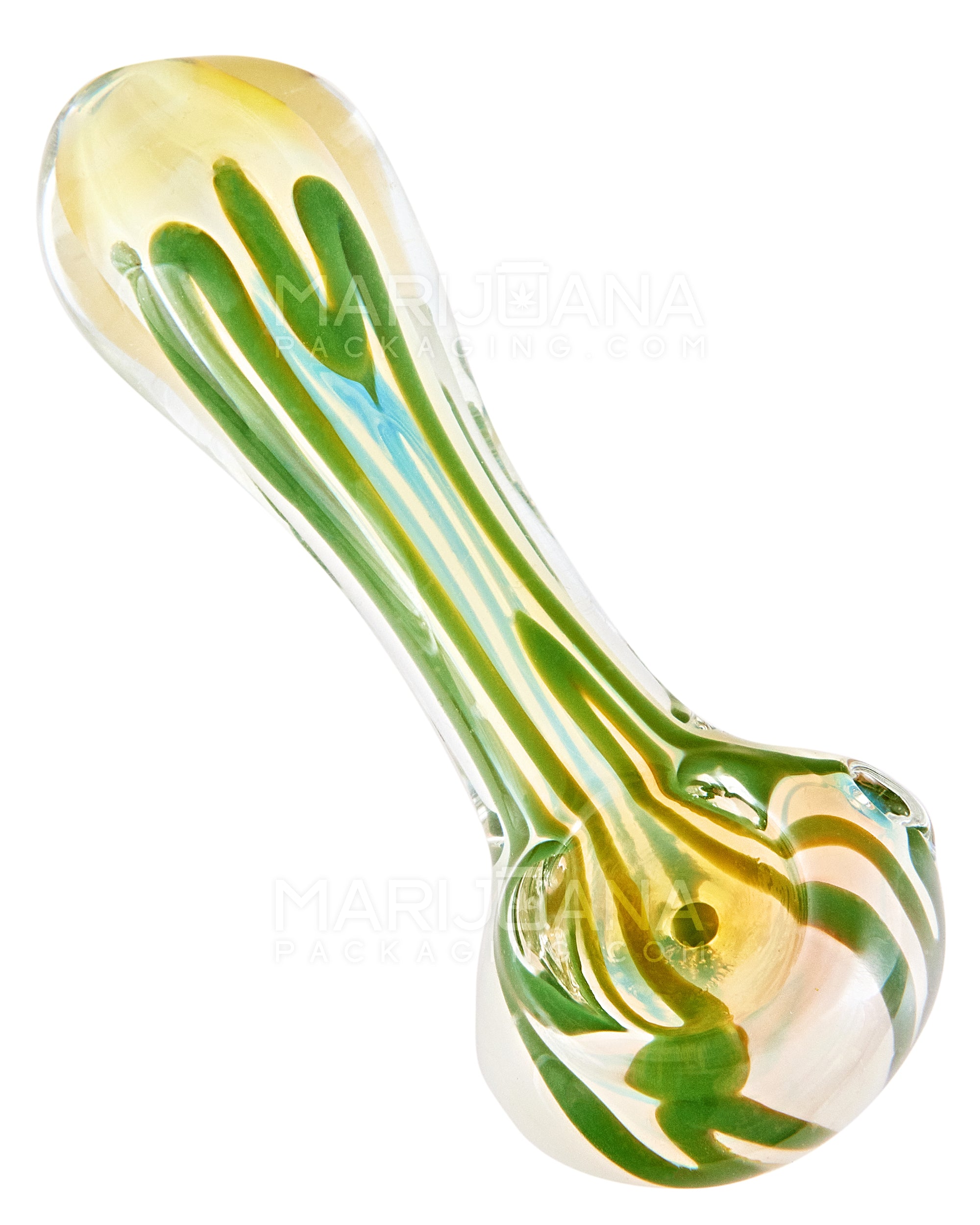 Swirl & Gold Fumed Spoon Hand Pipe | 3.5in Long - Glass - Assorted - 7