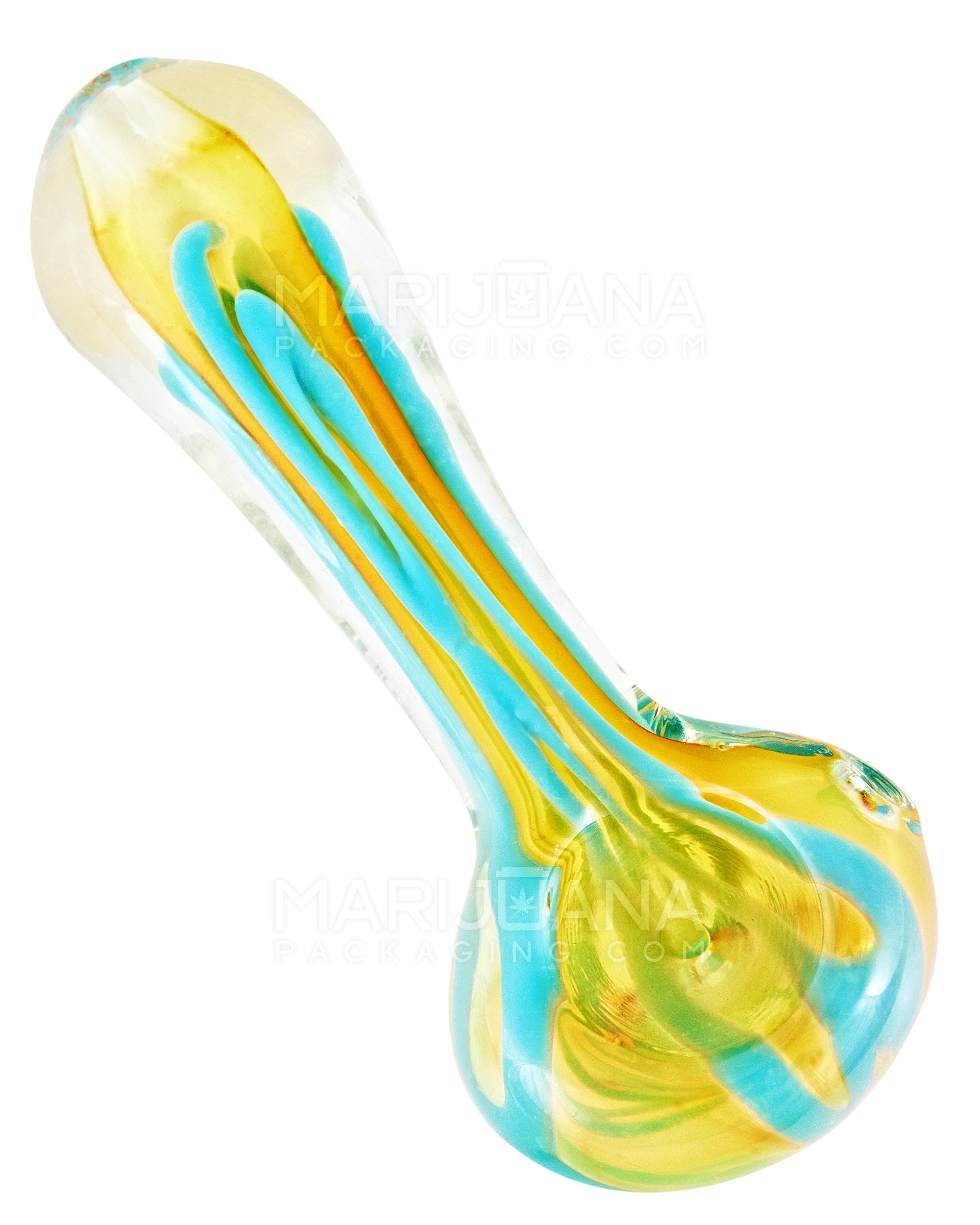 Swirl & Gold Fumed Spoon Hand Pipe | 3.5in Long - Glass - Assorted - 8