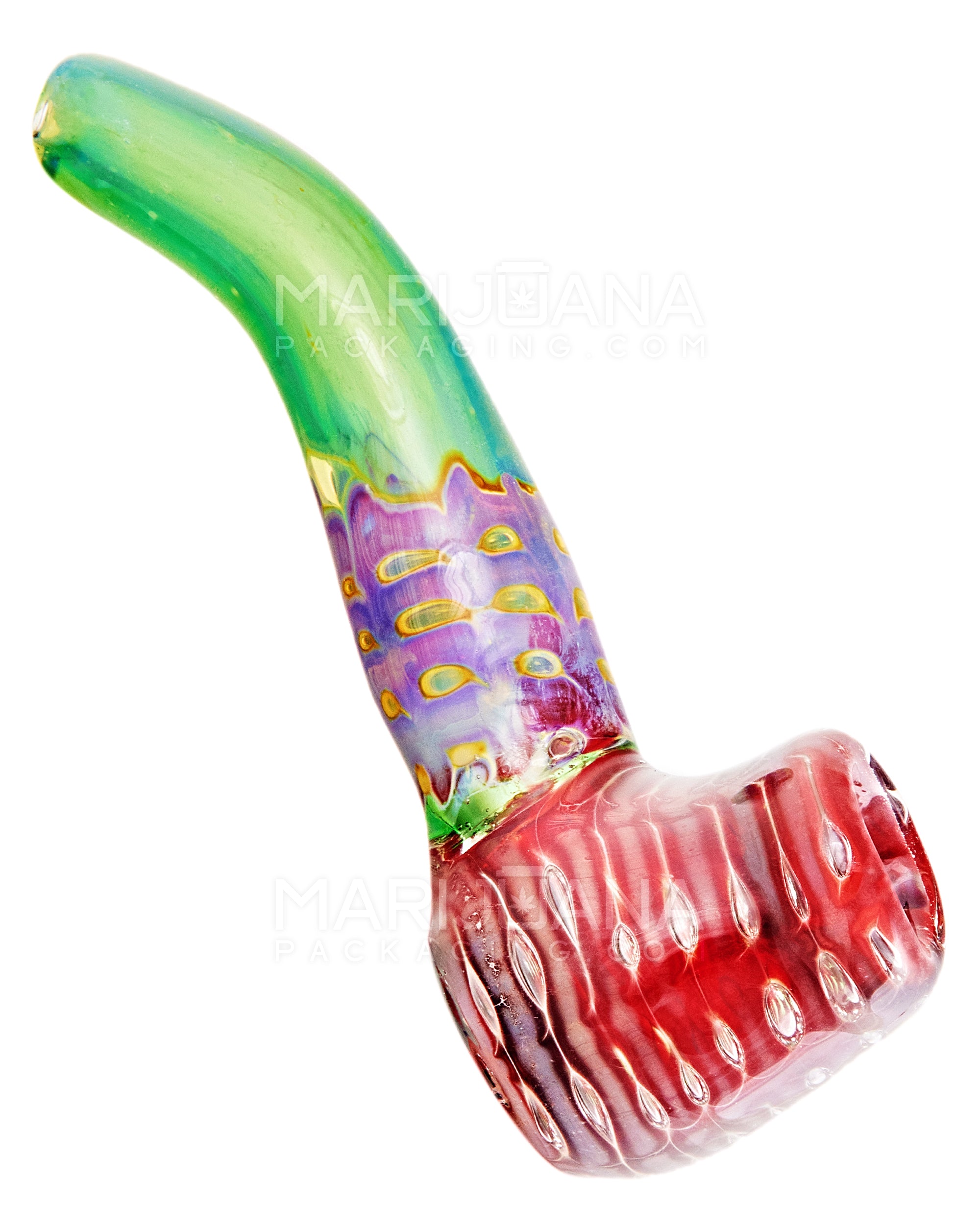 Bubble Trap & Frit Sherlock Hand Pipe | 5in Long - Glass - Assorted - 13