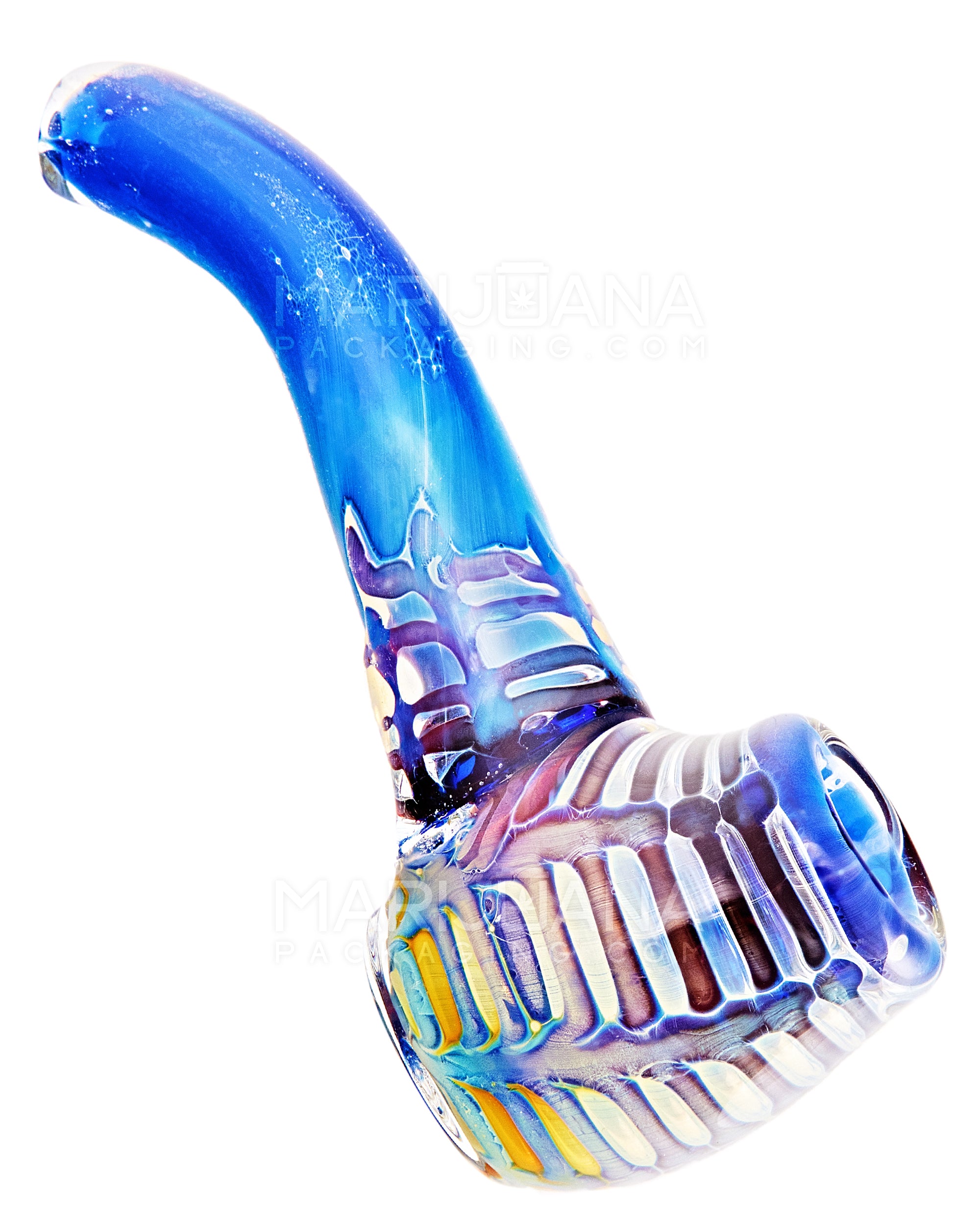 Bubble Trap & Frit Sherlock Hand Pipe | 5in Long - Glass - Assorted - 15