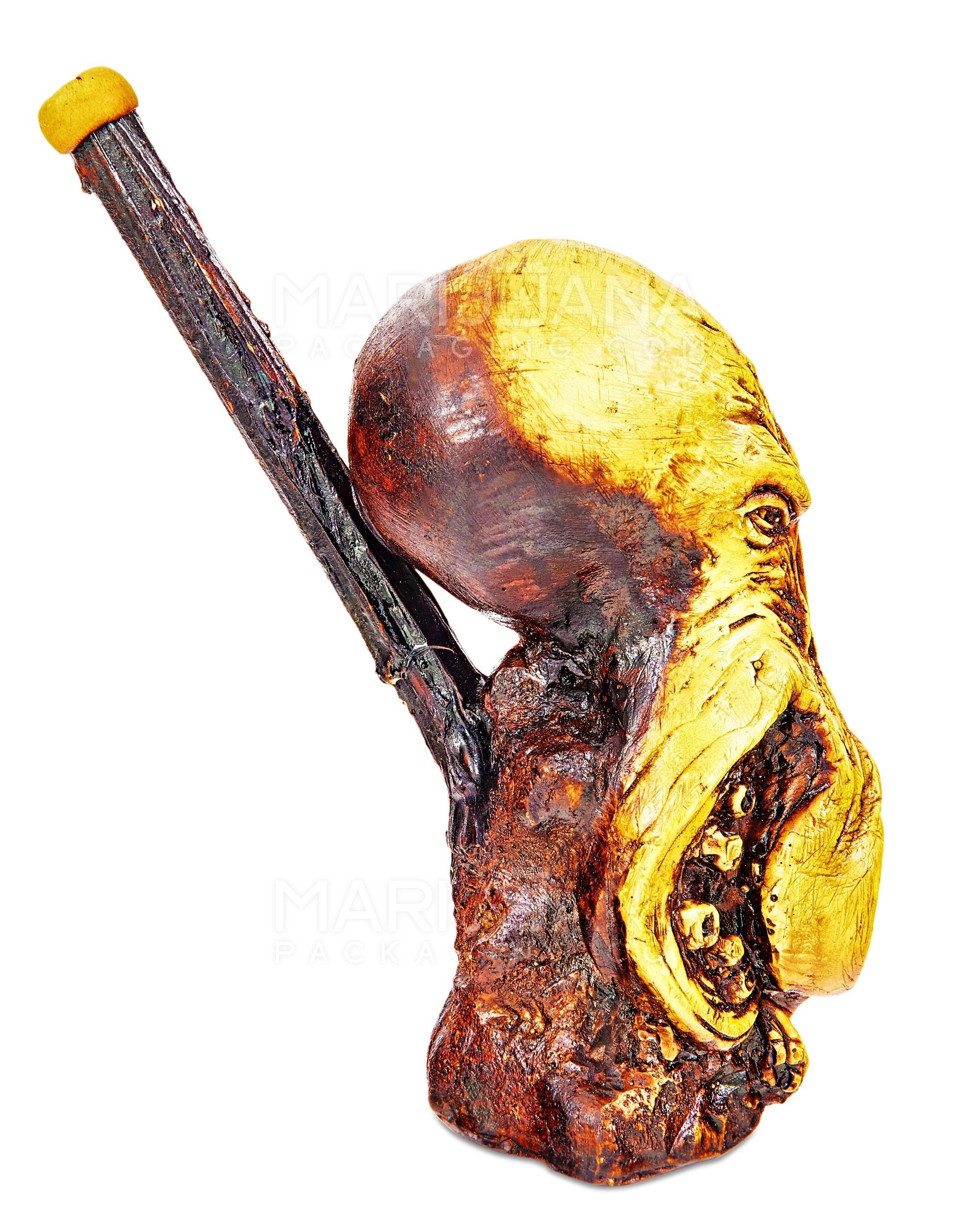 Kraken Wood Pipe | 5in Tall - Wood Bowl - Yellow - 7