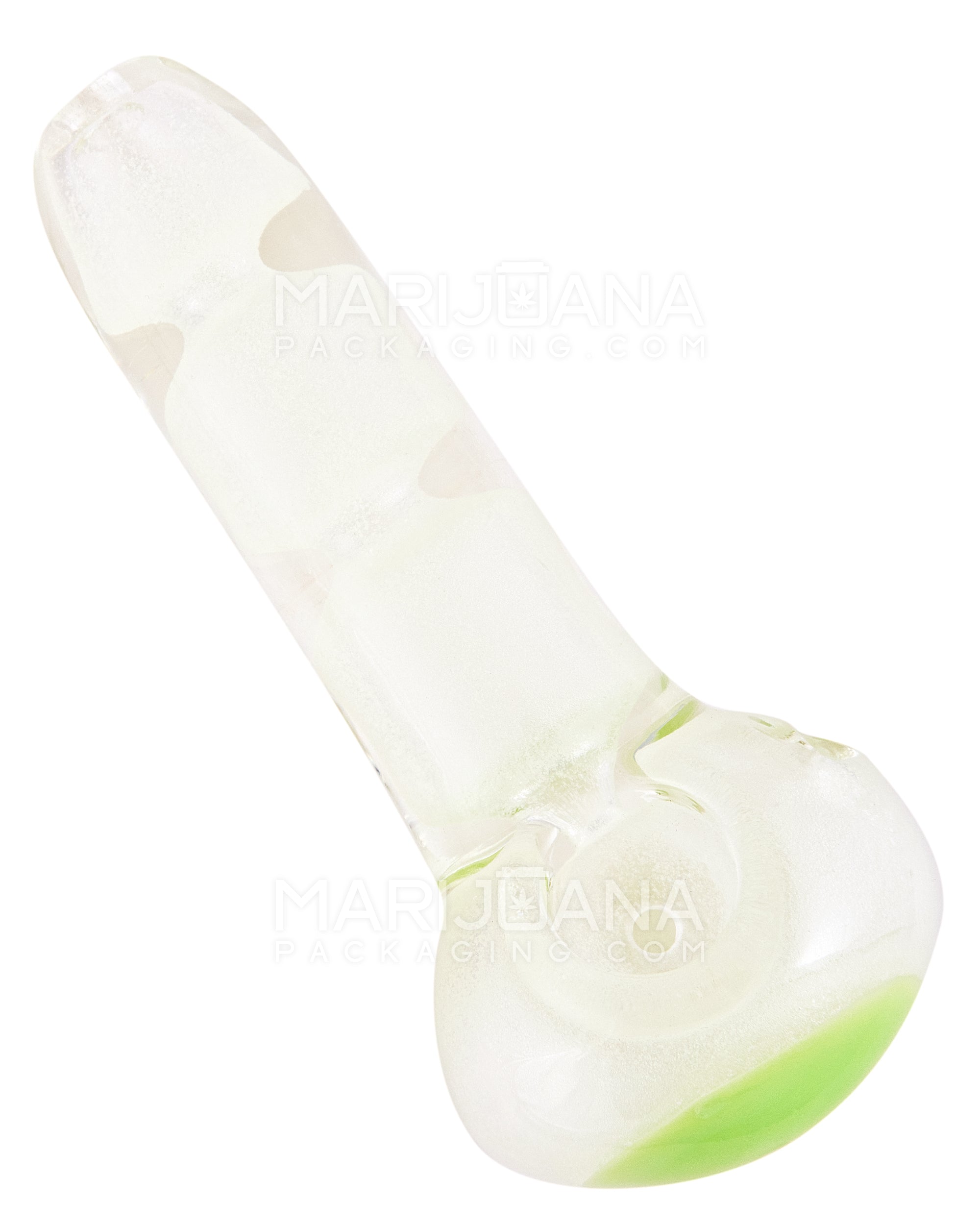 Glow-in-the-Dark | Marshmallow Block Spoon Hand Pipe | 5in Long - Glass - Slime - 1