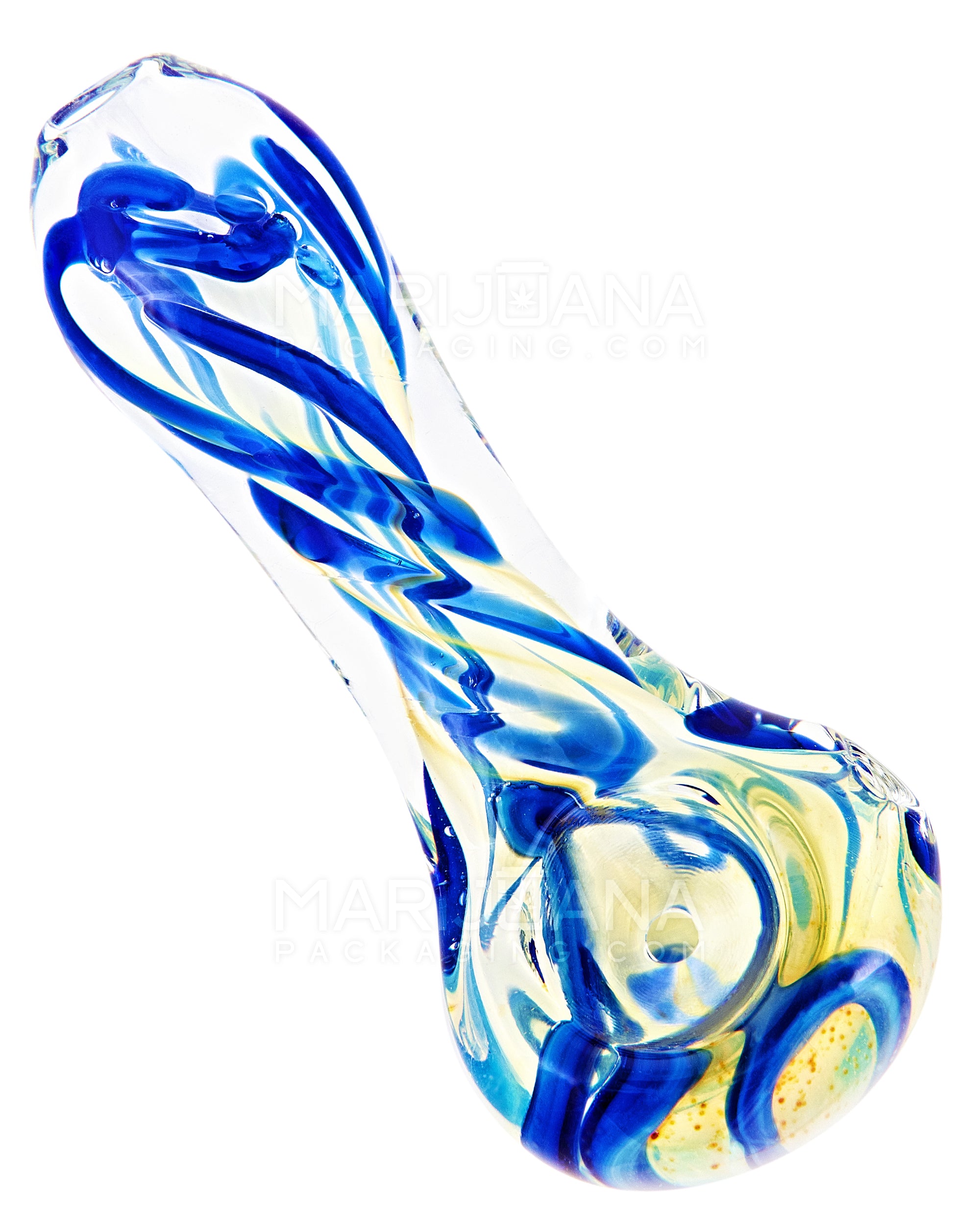 Spiral & Gold Fumed Spoon Hand Pipe | 4in Long - Glass - Assorted - 1
