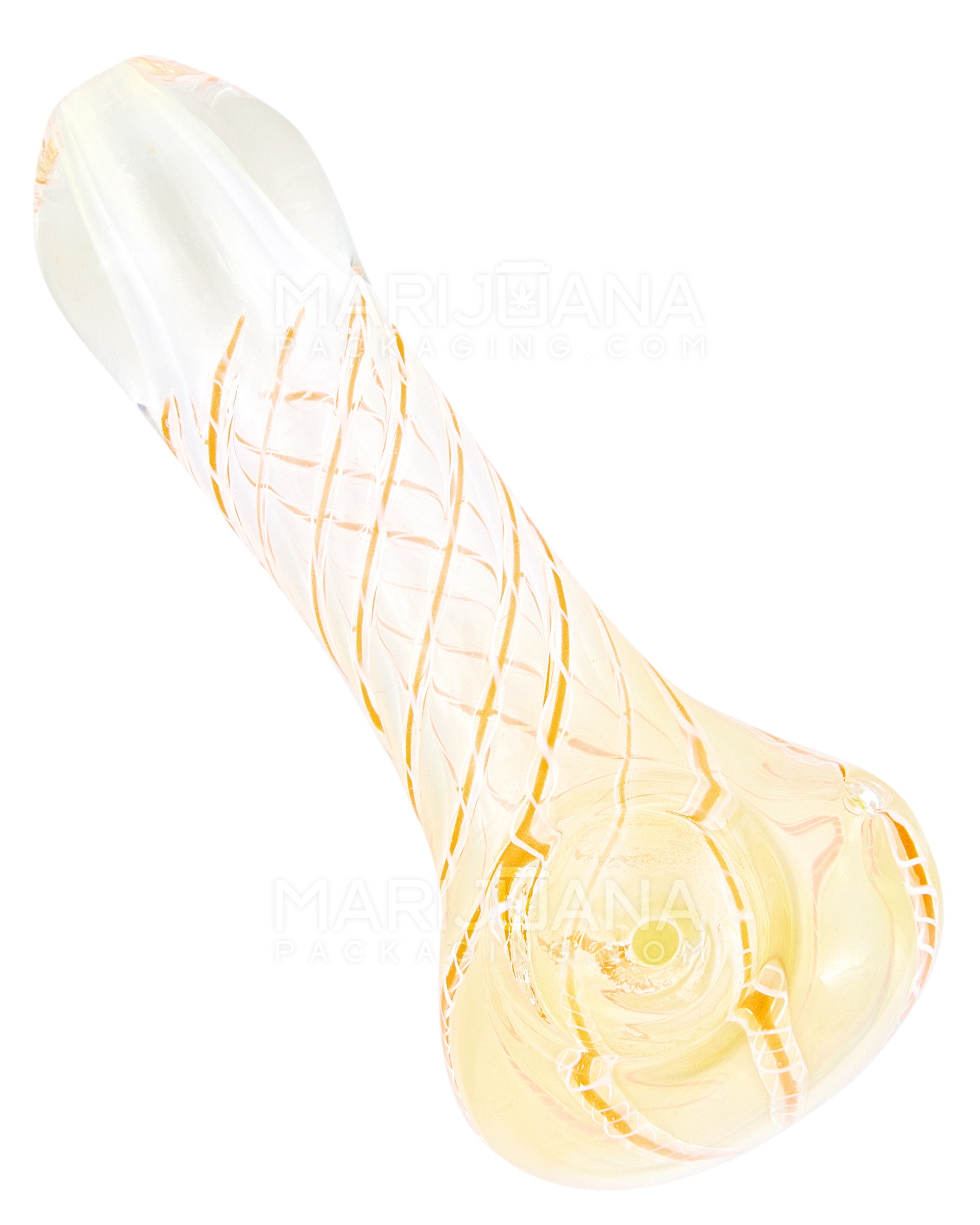 Spiral & Gold Fumed Spoon Hand Pipe | 4in Long - Glass - Assorted - 9