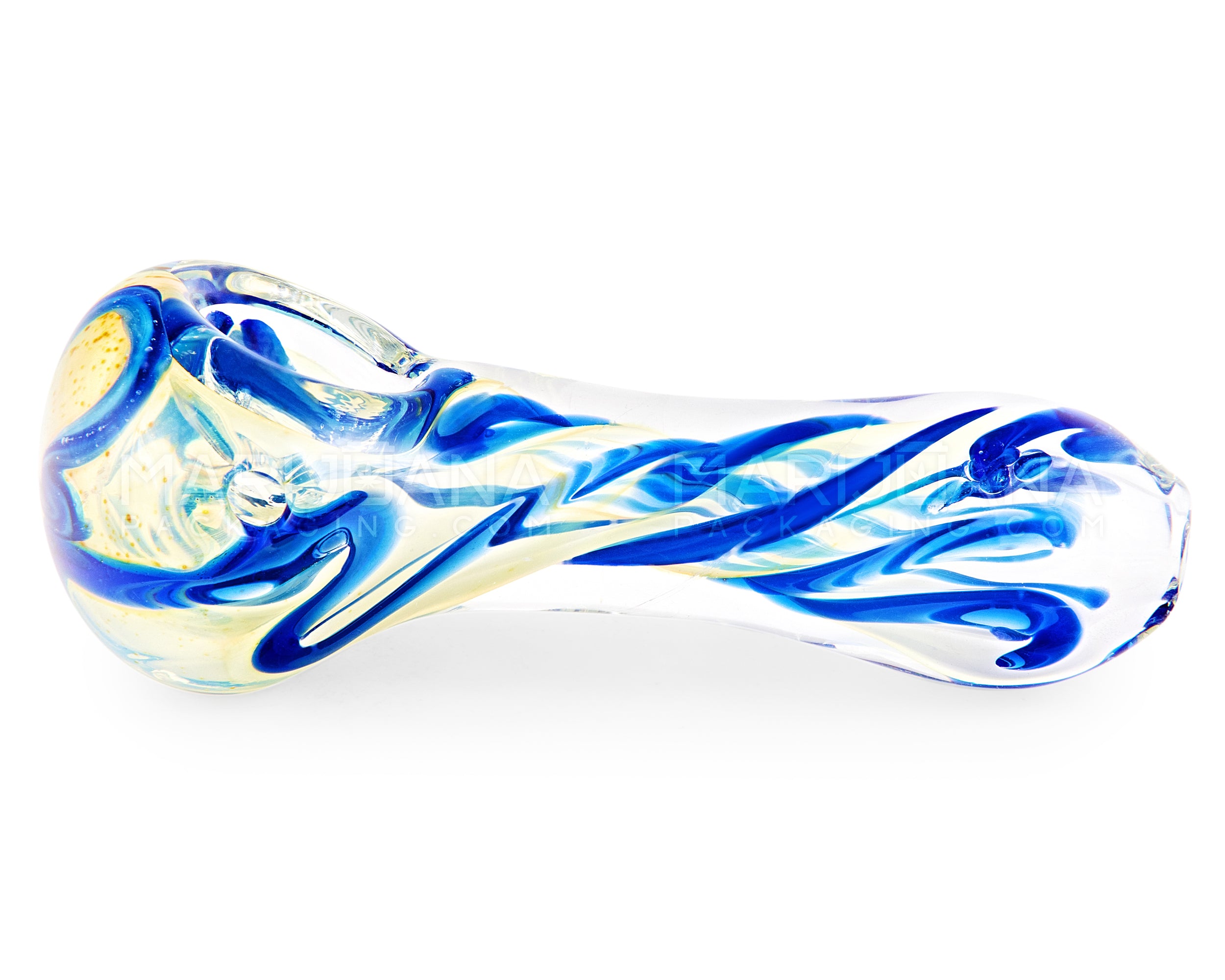 Spiral & Gold Fumed Spoon Hand Pipe | 4in Long - Glass - Assorted - 5