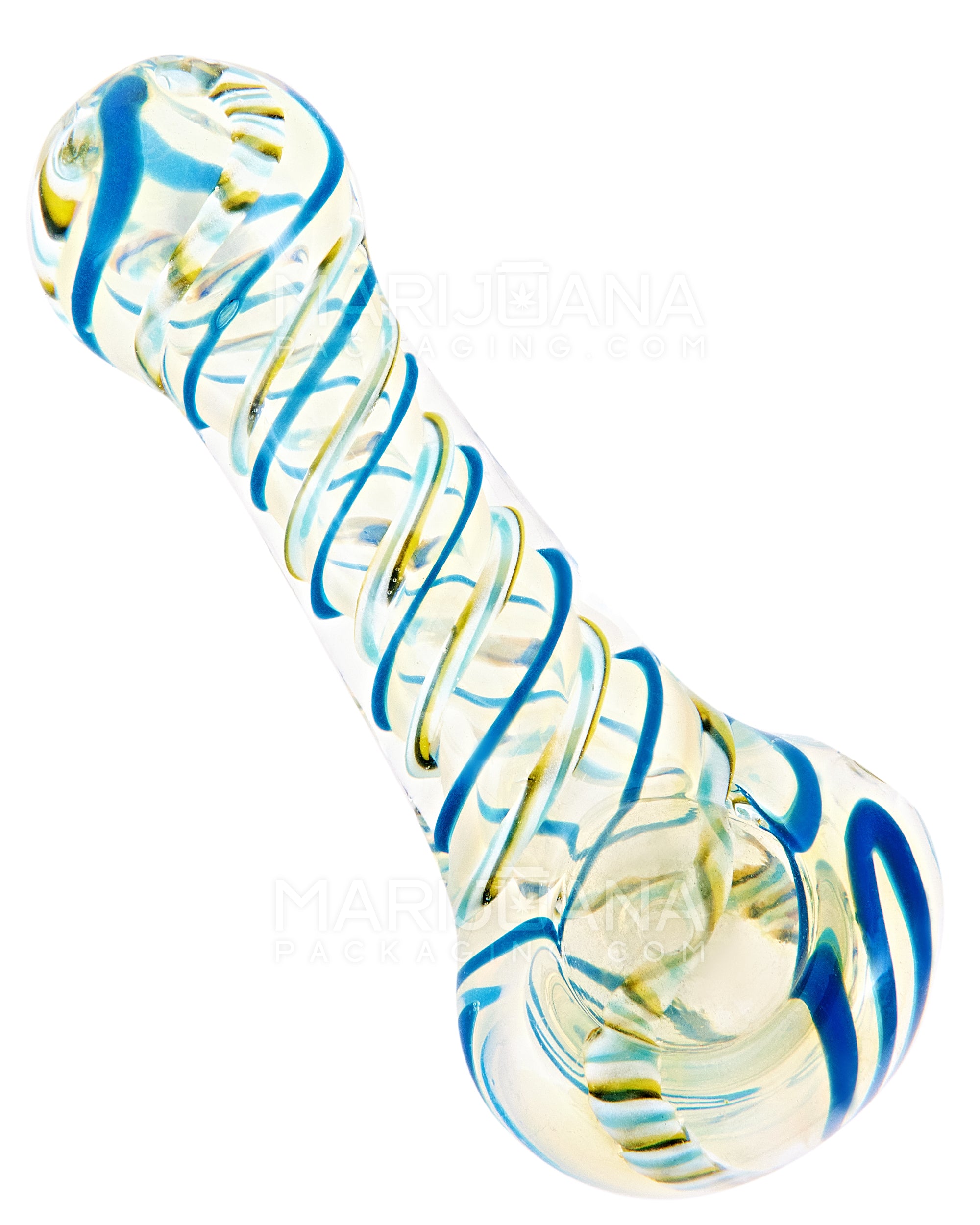 Spiral & Gold Fumed Spoon Hand Pipe | 4in Long - Glass - Assorted - 7