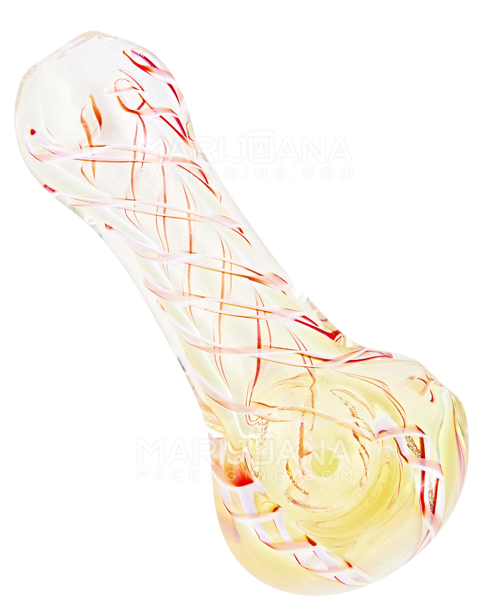 Spiral & Gold Fumed Spoon Hand Pipe | 4in Long - Glass - Assorted - 8