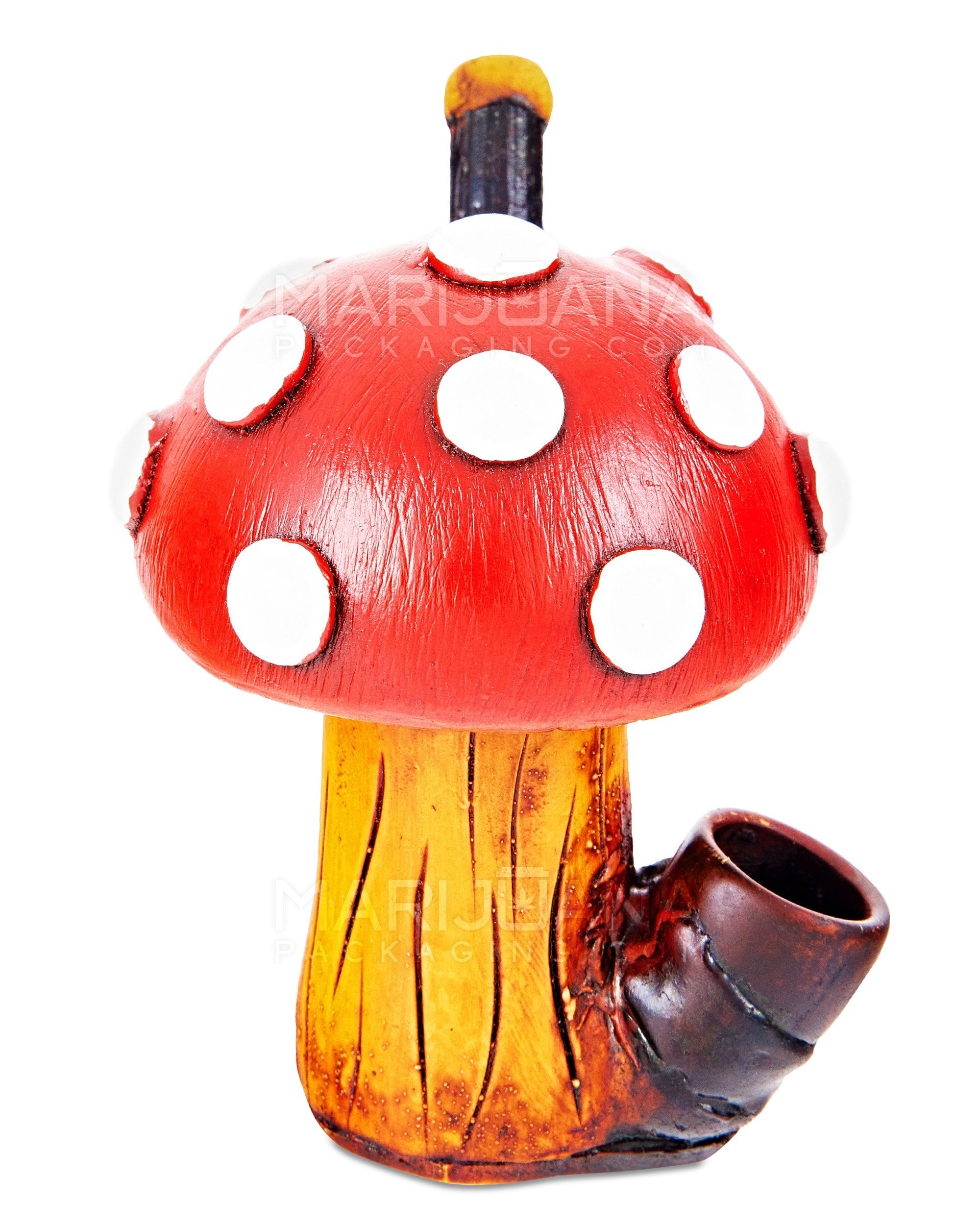 Mushroom Wood Pipe | 3in Tall - Wood Bowl - Red - 1