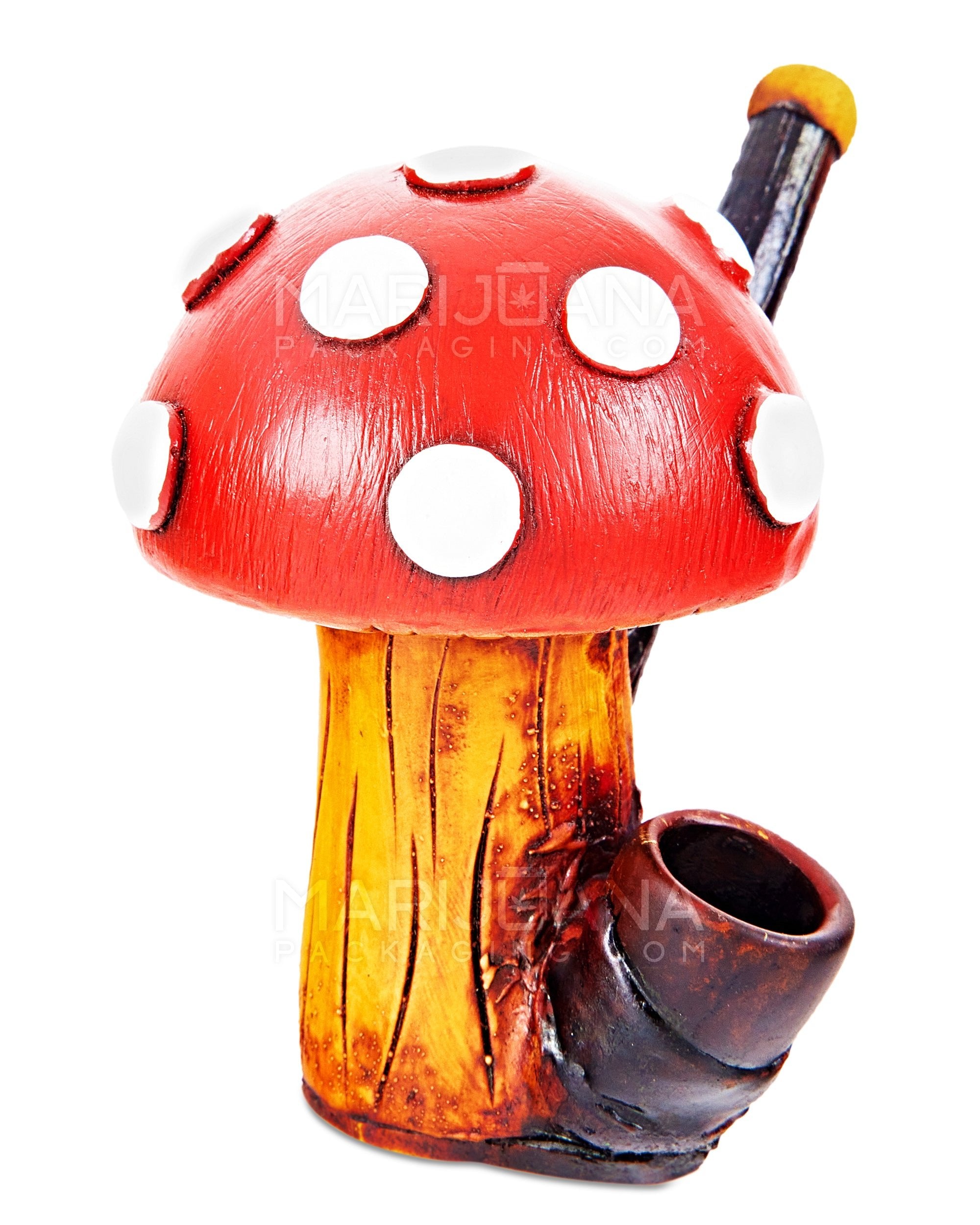Mushroom Wood Pipe | 3in Tall - Wood Bowl - Red - 4