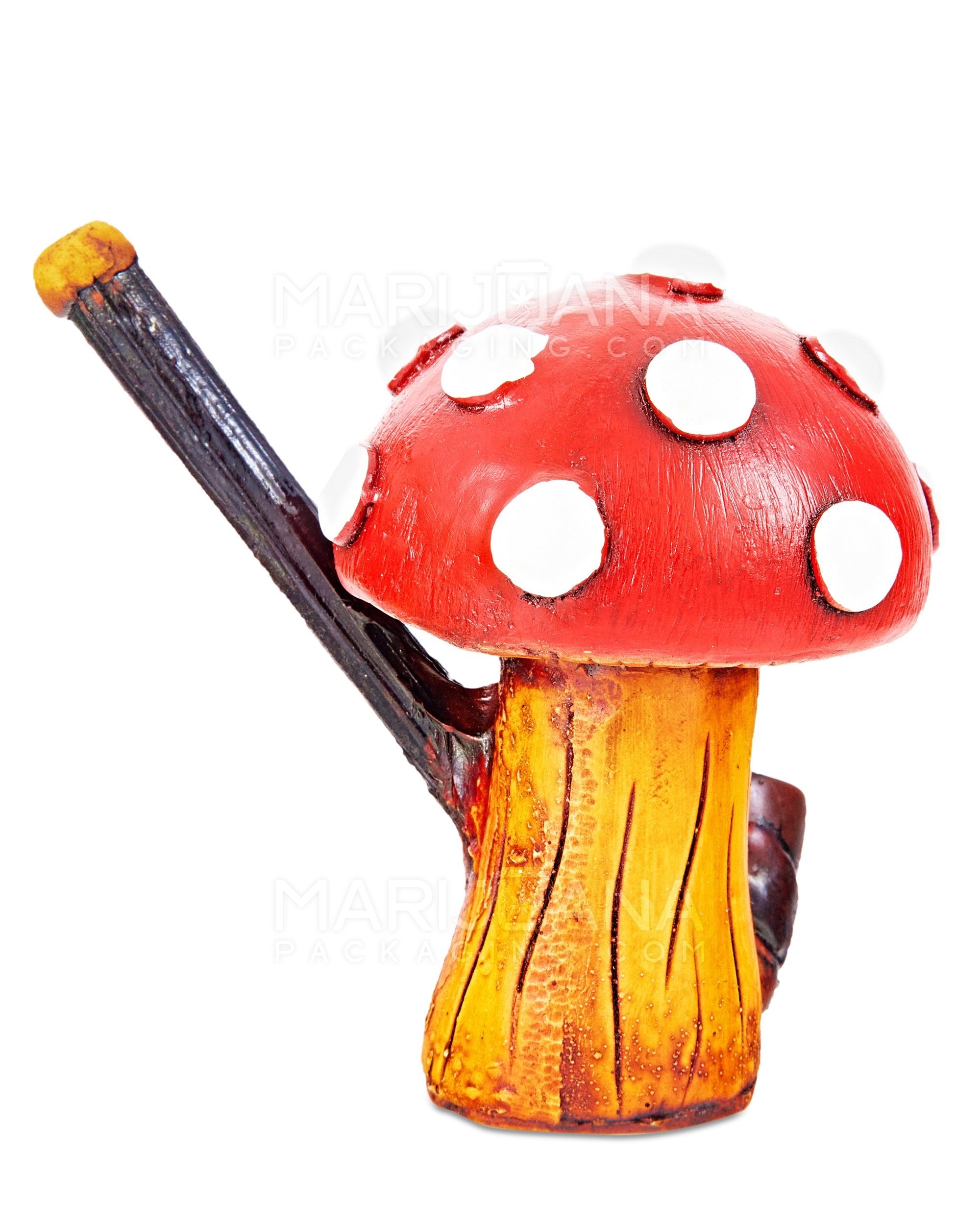 Mushroom Wood Pipe | 3in Tall - Wood Bowl - Red - 2