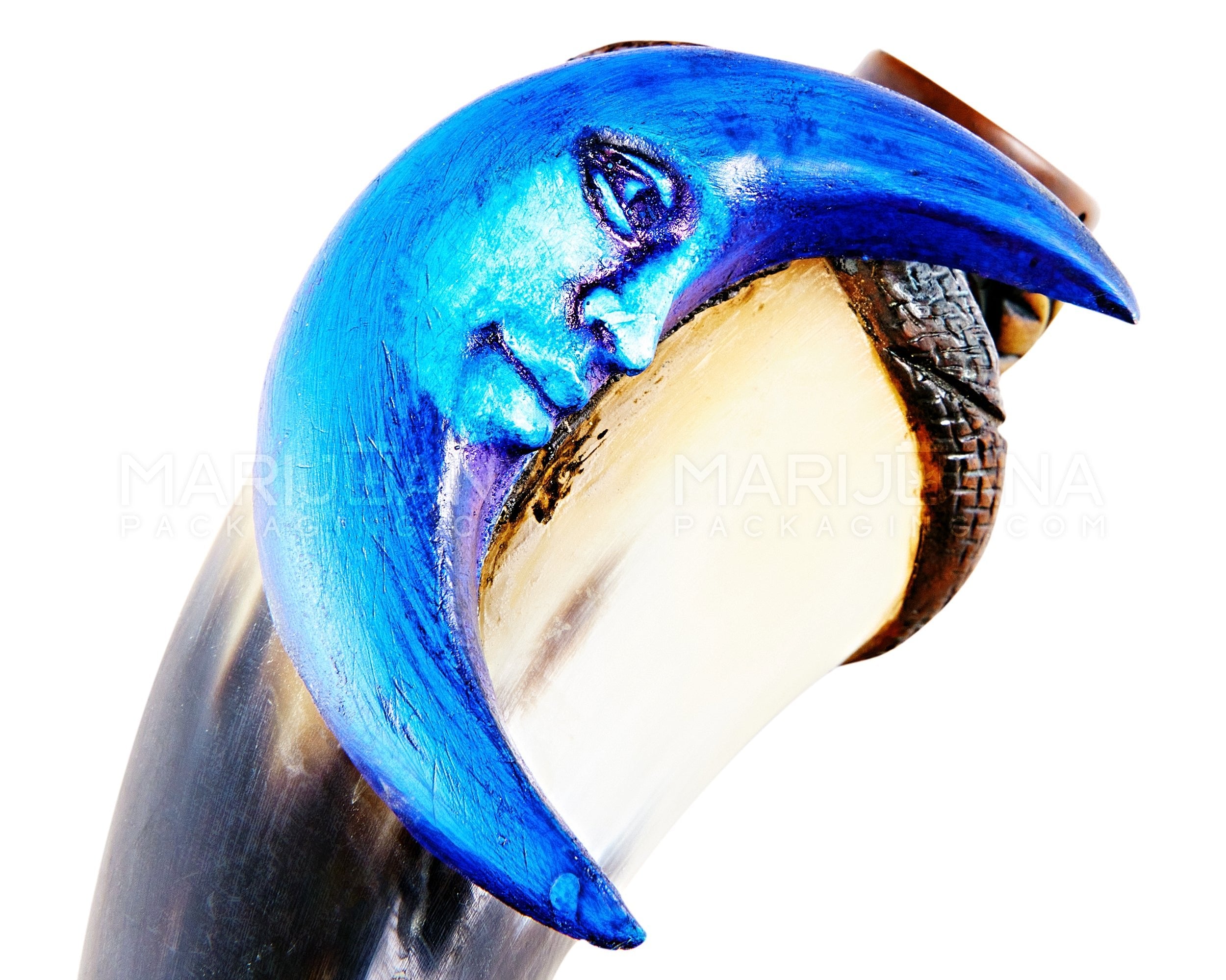 Blue Moon Horn Hand Pipe | 5.5in Long - Wood - Blue - 3
