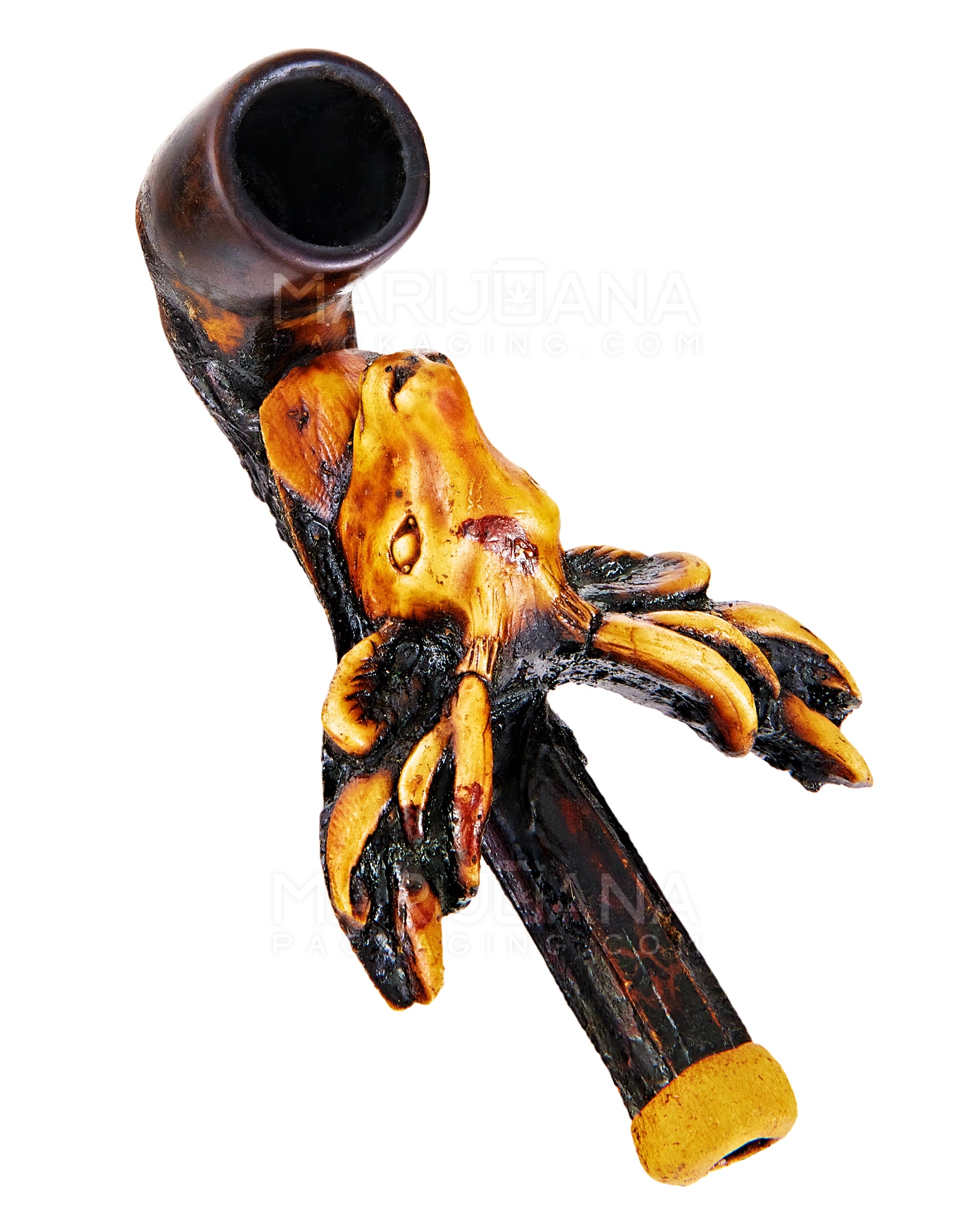Deer Head Sherlock Hand Pipe | 3in Long - Wood - Brown - 2
