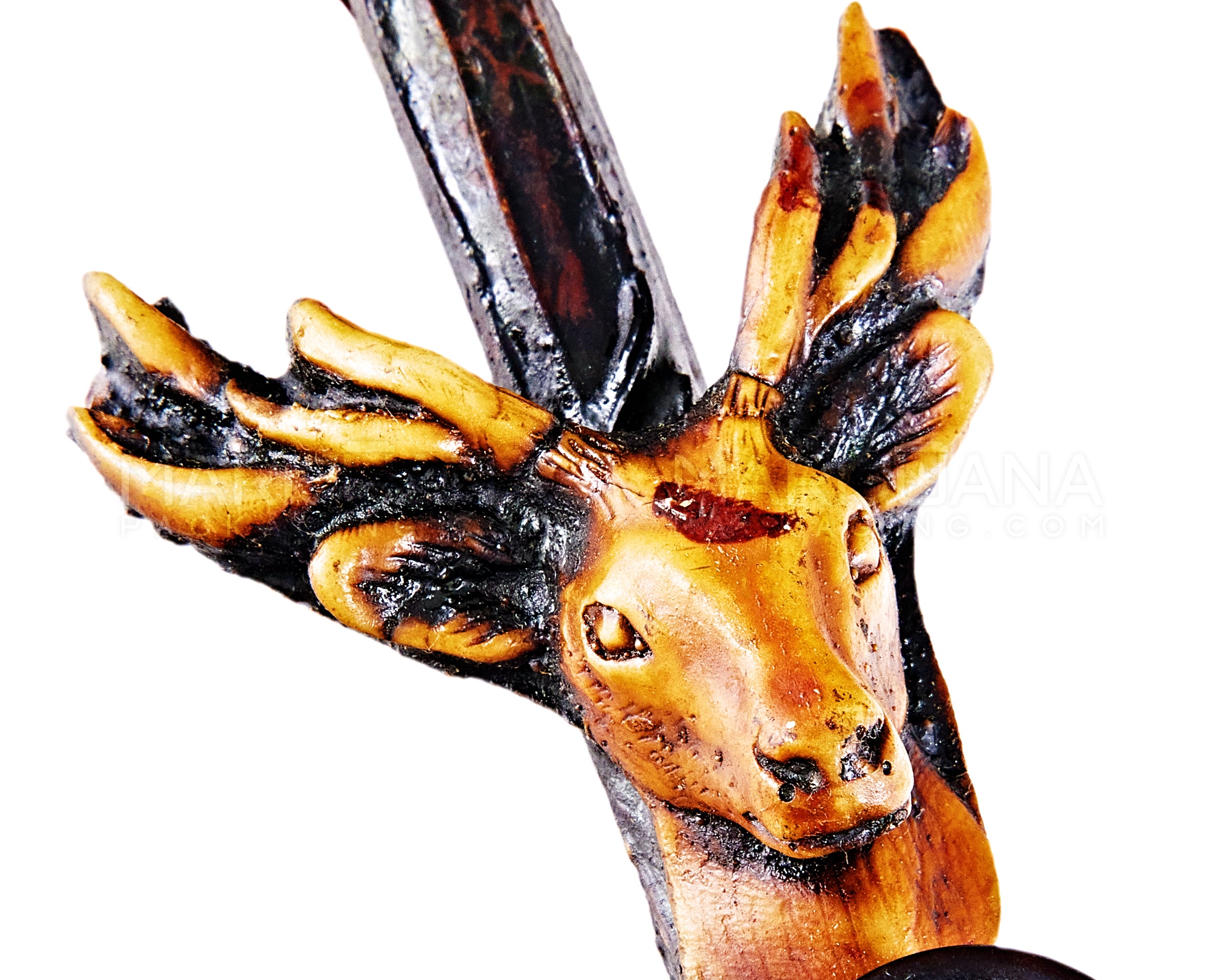 Deer Head Sherlock Hand Pipe | 3in Long - Wood - Brown - 3