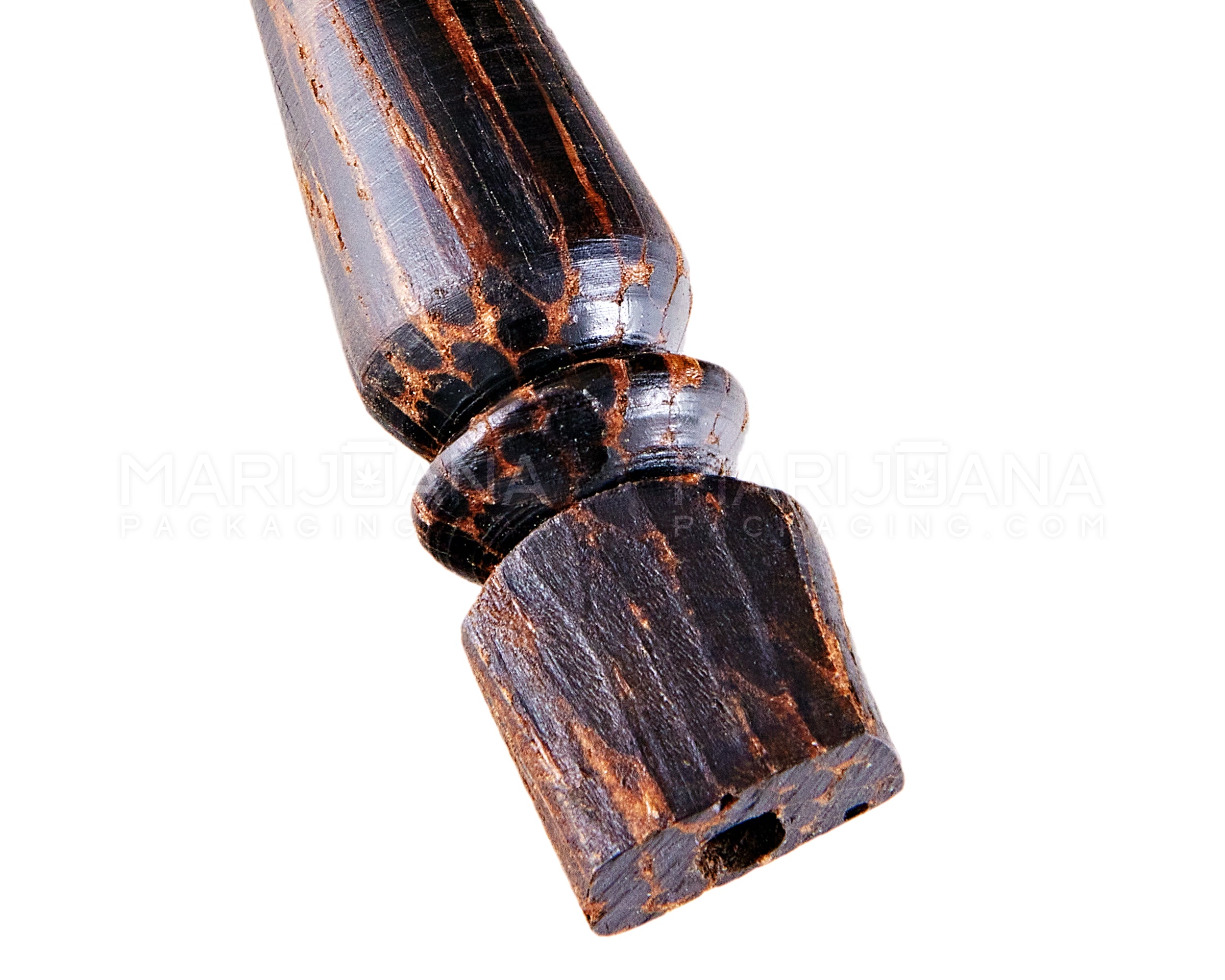 Butterfly Design Tagua Sherlock Hand Pipe | 3.5in Long - Wood - Brown - 4