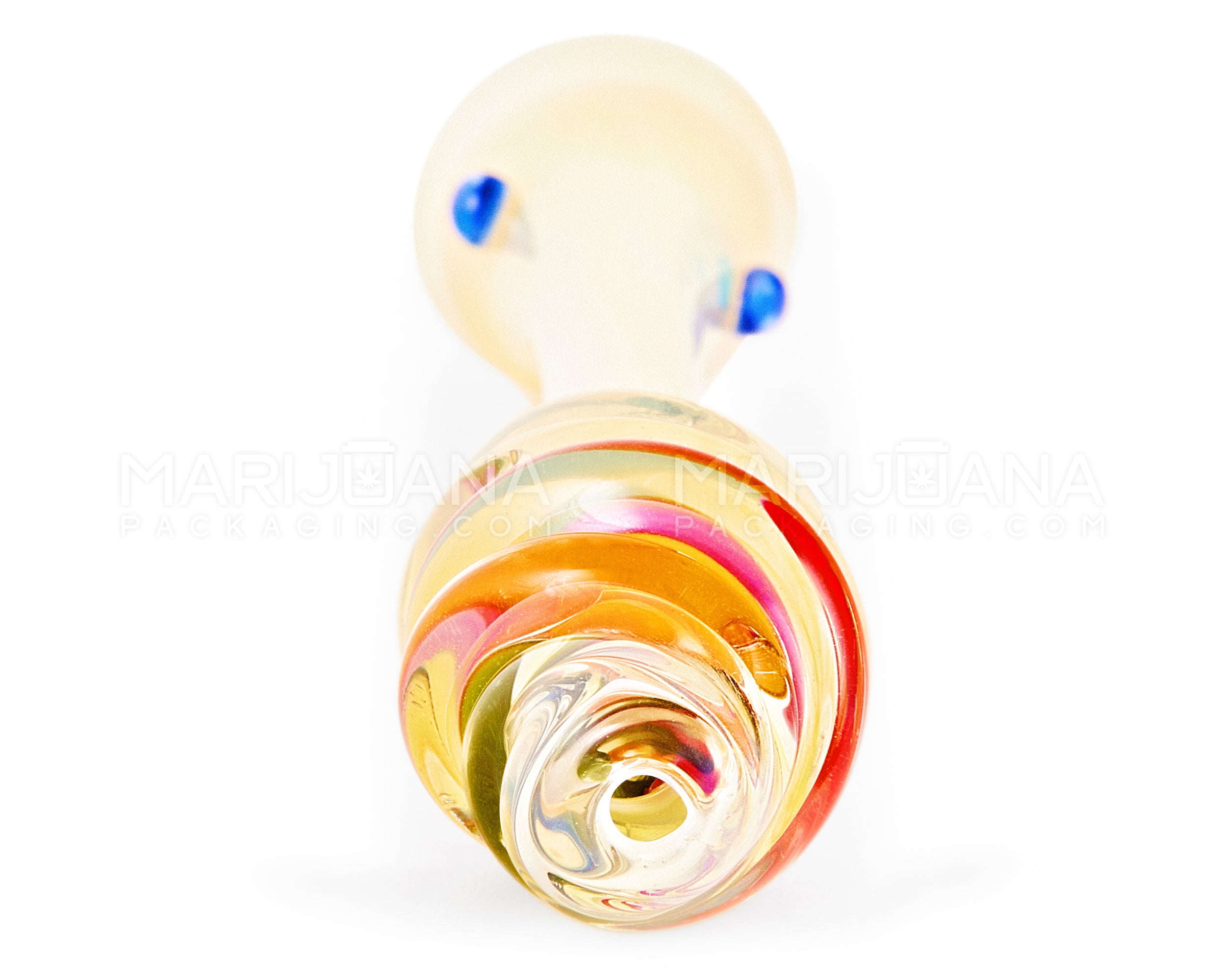 Swirl & Gold Fumed Twisted Chillum Hand Pipe | 5.5in Long - Glass - Rasta - 3