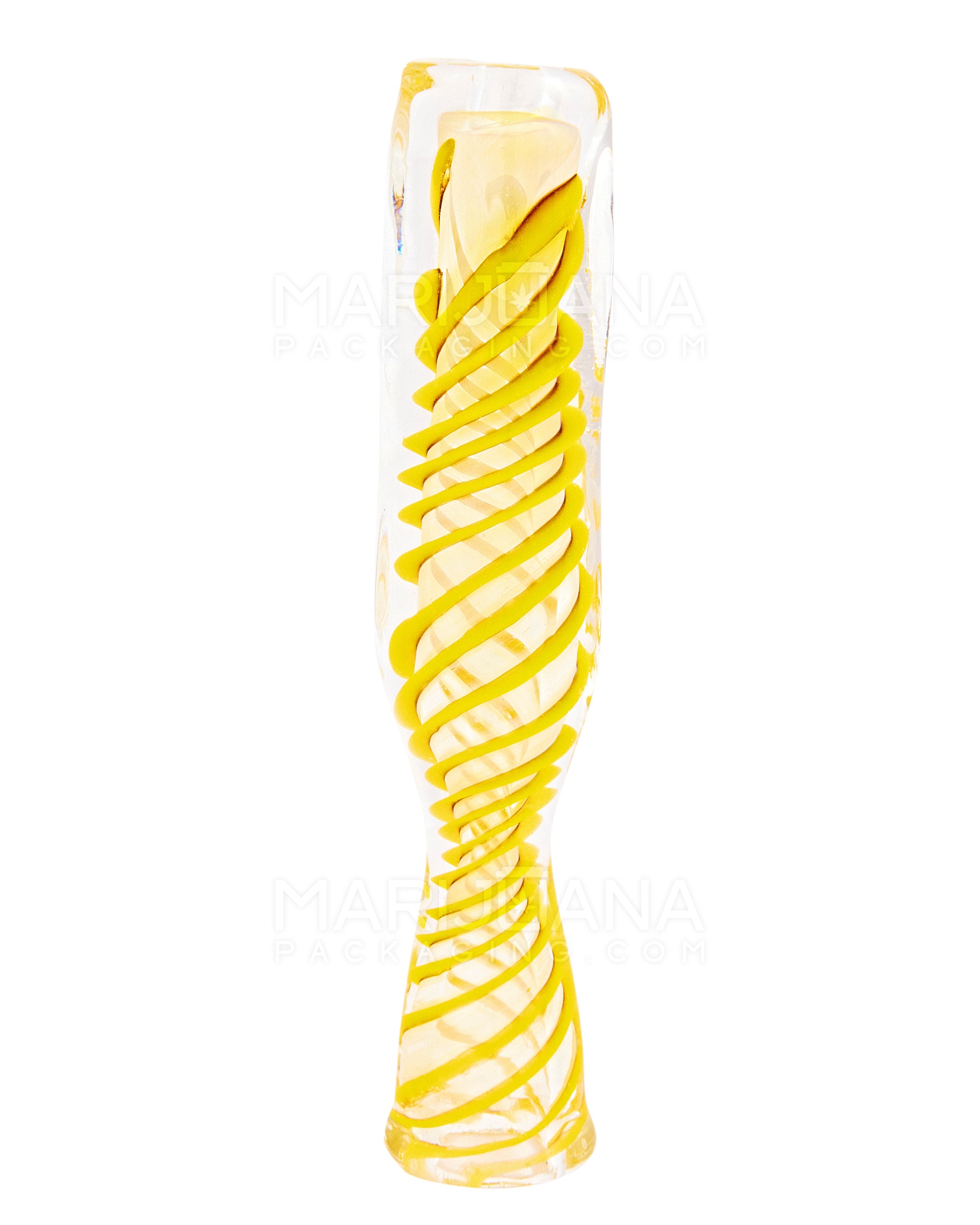 Spiral & Gold Fumed Chillum Hand Pipe | 3in Long - Glass - Assorted - 9