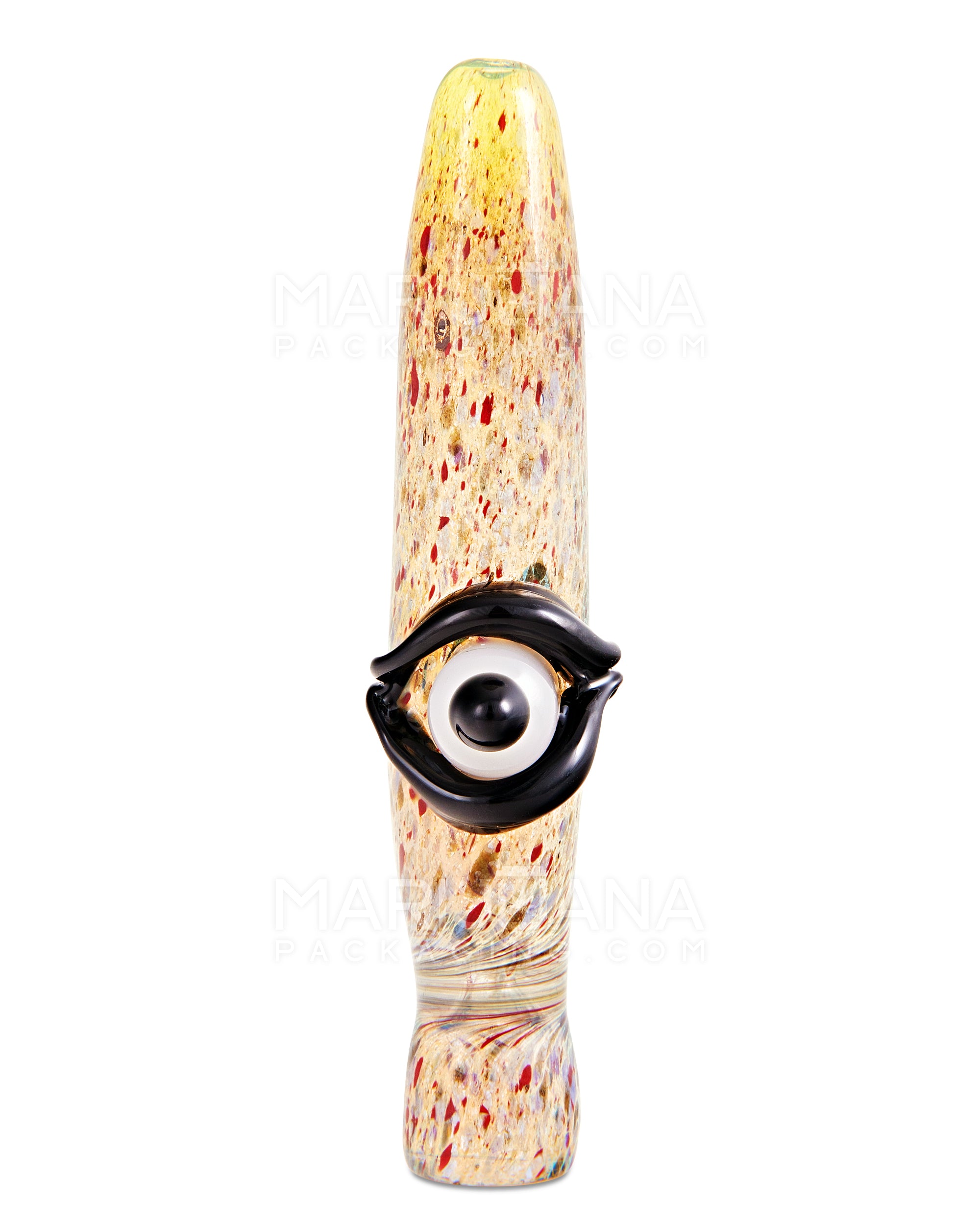 Cyclops Speckled & Gold Fumed Chillum Hand Pipe | 4in Long - Glass - Assorted - 1