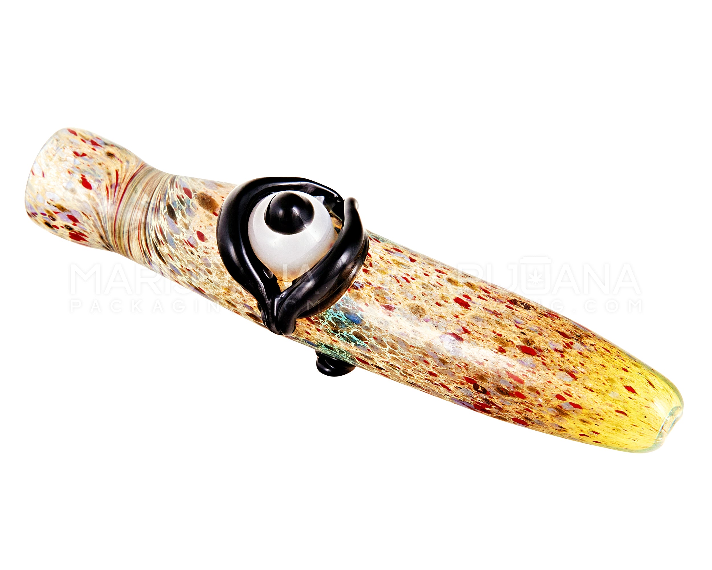 Cyclops Speckled & Gold Fumed Chillum Hand Pipe | 4in Long - Glass - Assorted - 4