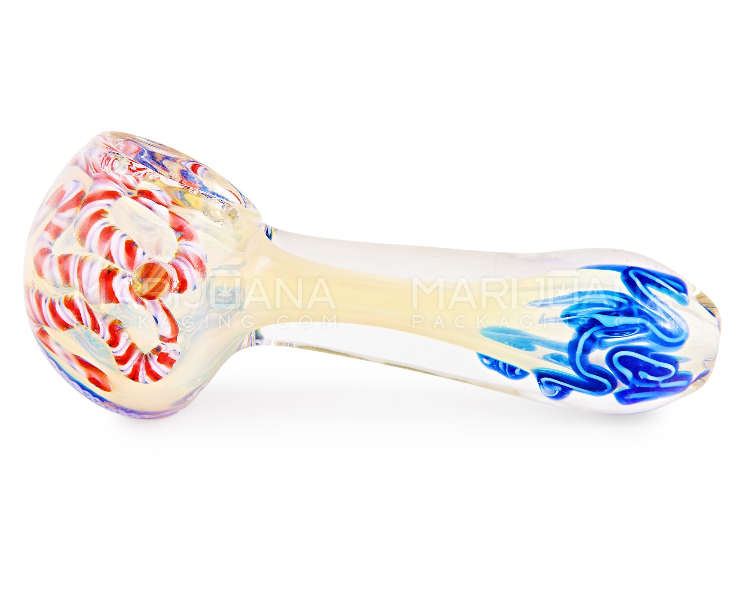Ribboned & Frit Spoon Hand Pipe | 5in Long - Glass - Assorted - 5